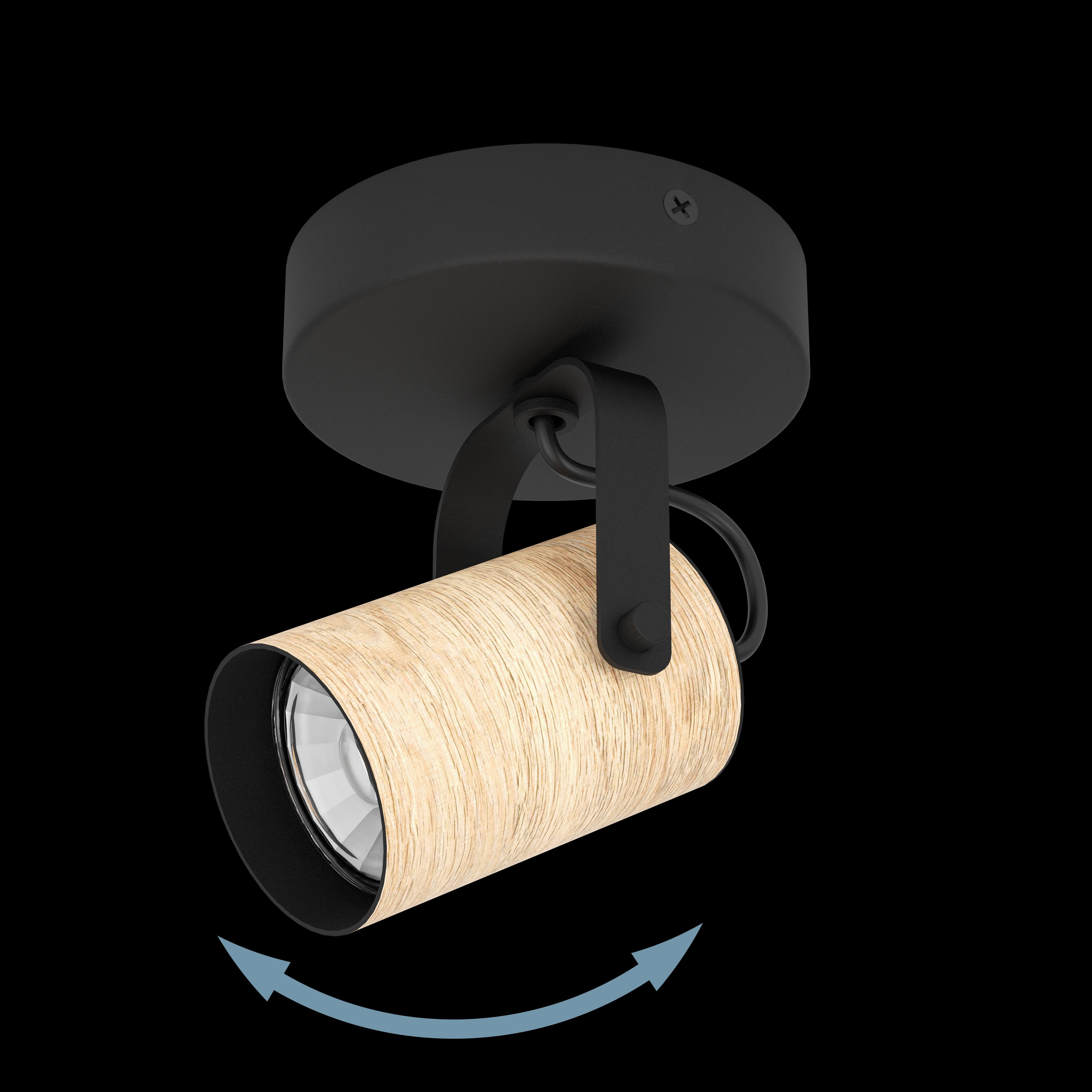 Eglo Cayuca Wood & Black Metal Wall Spotlight