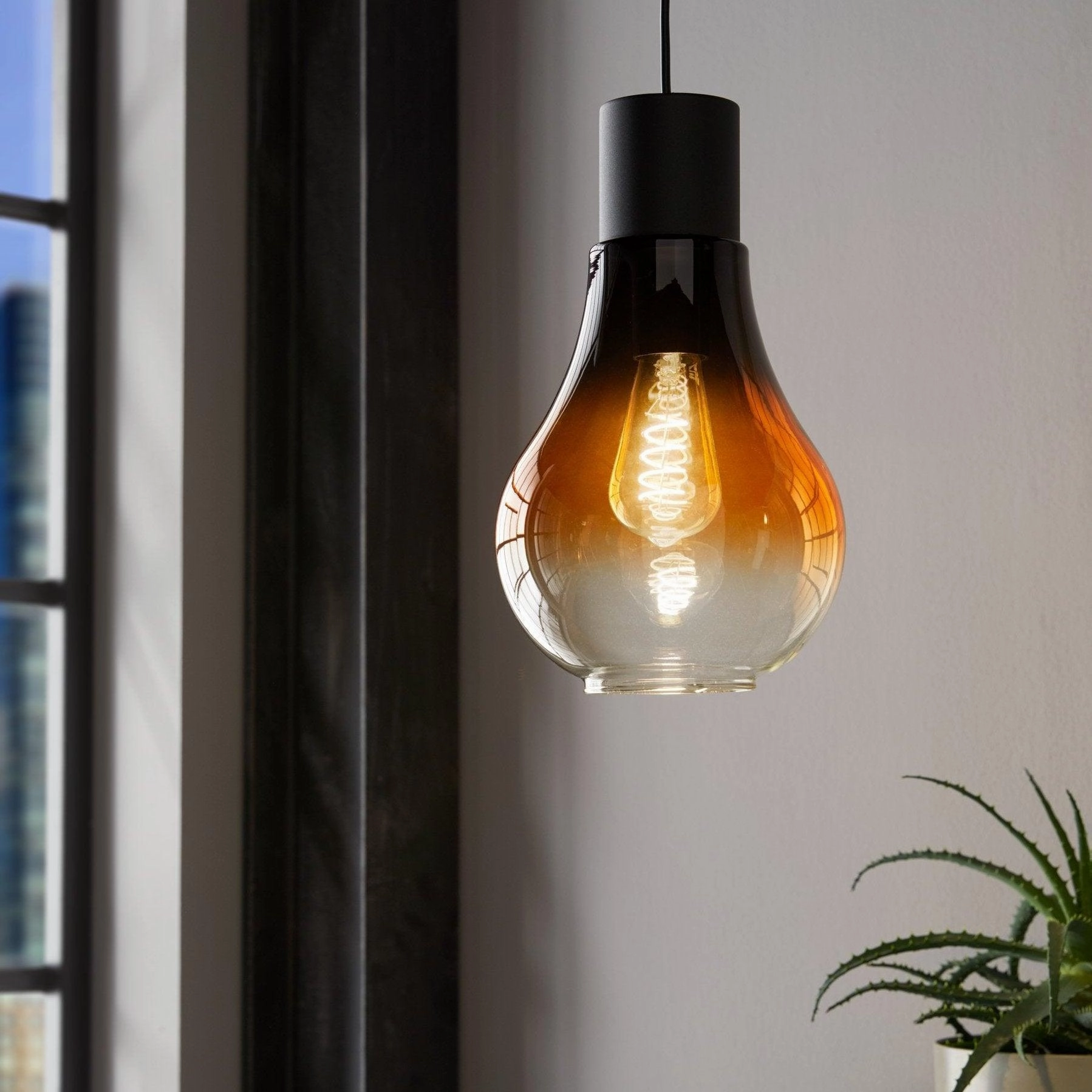 Eglo Chasely Black & Brown Ombre Glass Ceiling Pendant Light