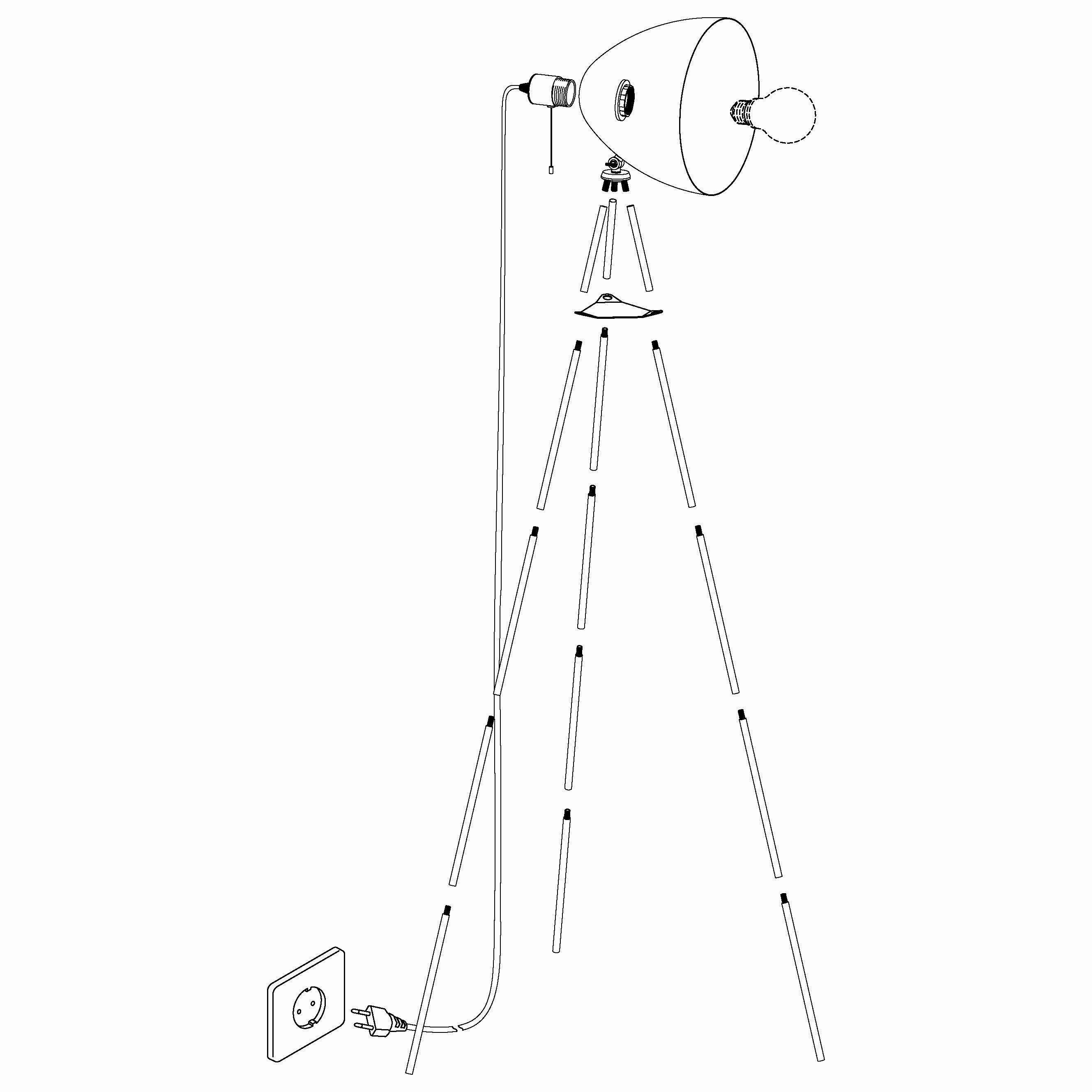 Eglo Chester 1 Rust Coloured & Gold Tripod Floor Lamp