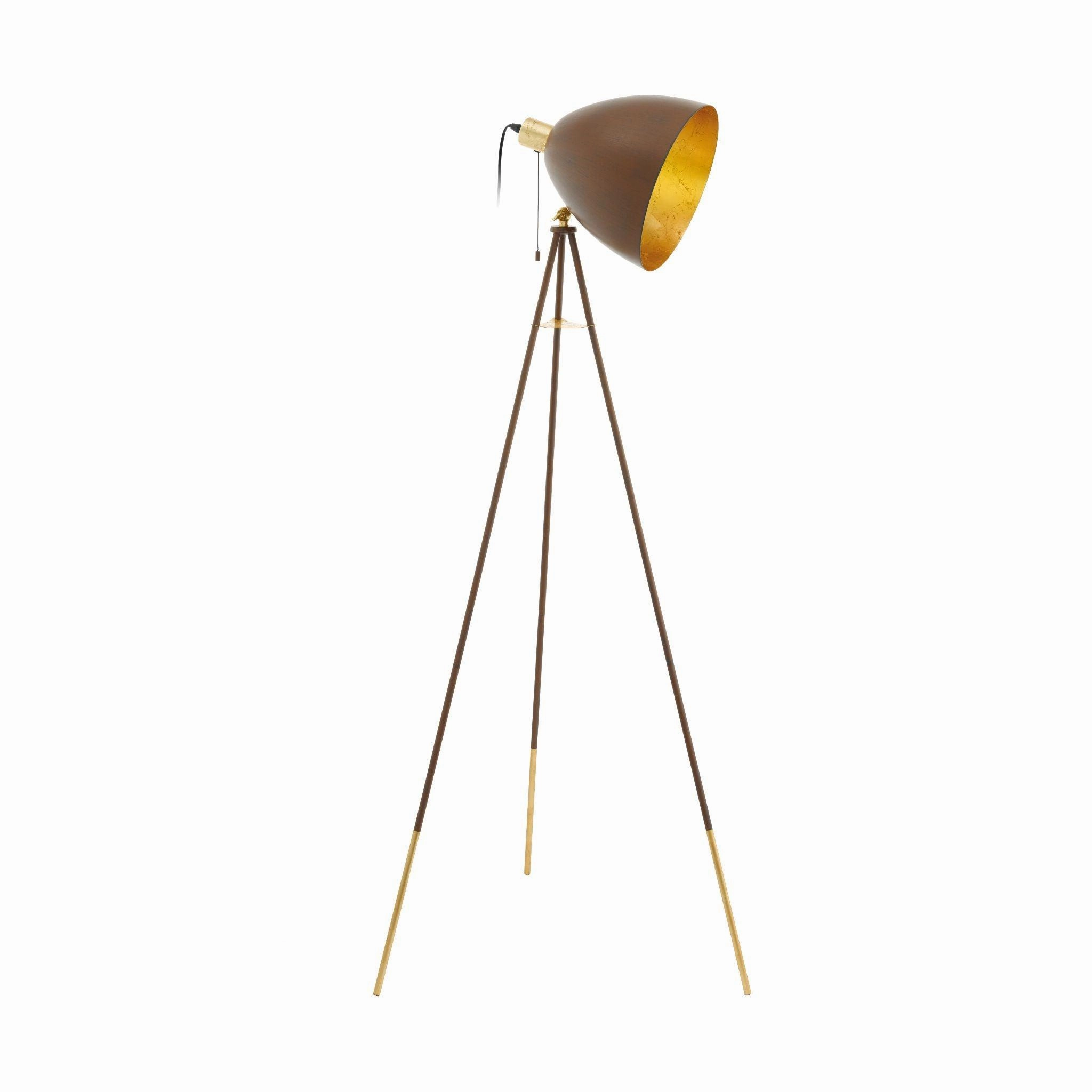 Eglo Chester 1 Rust Coloured & Gold Tripod Floor Lamp