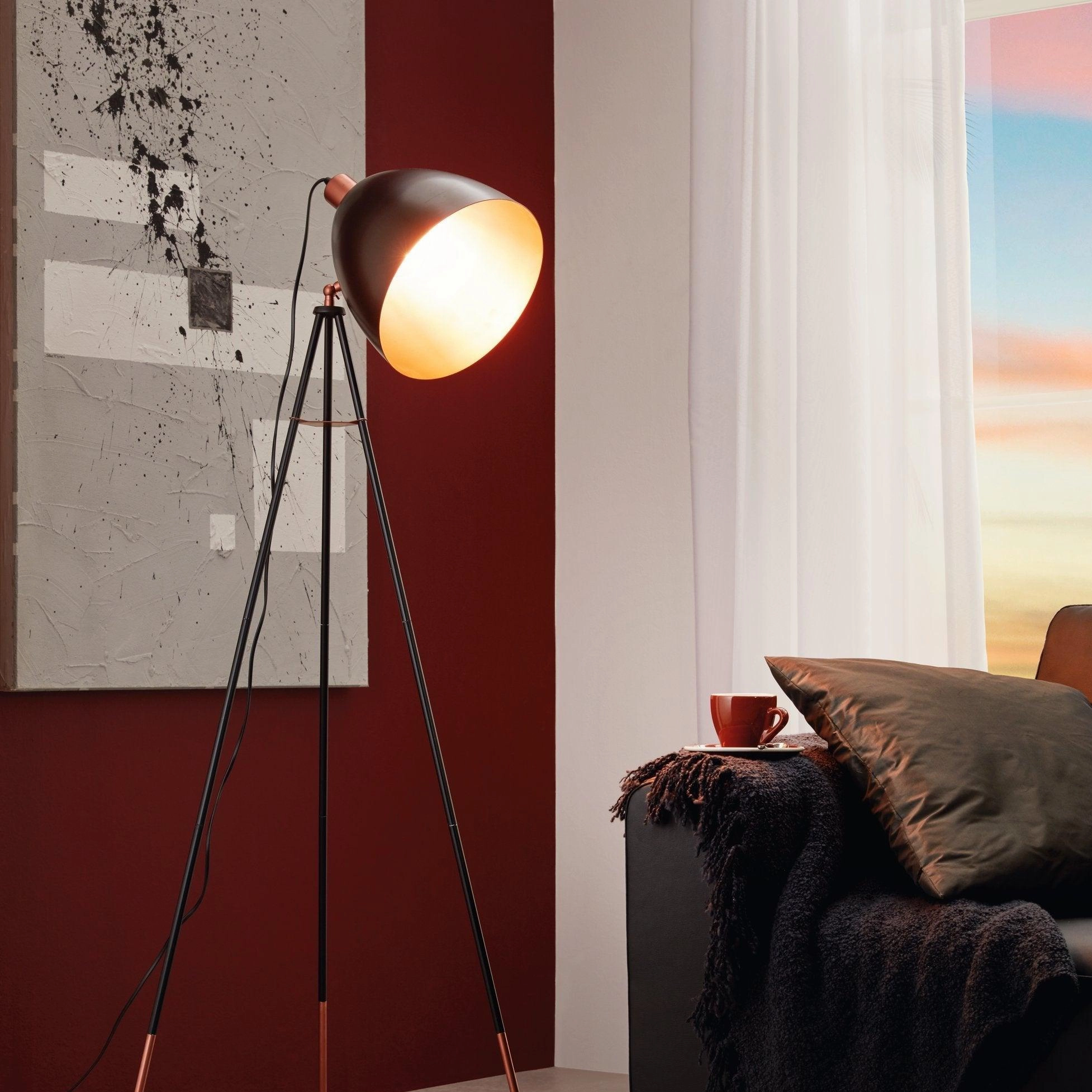 Eglo Chester Black & Copper Tripod Floor Lamp