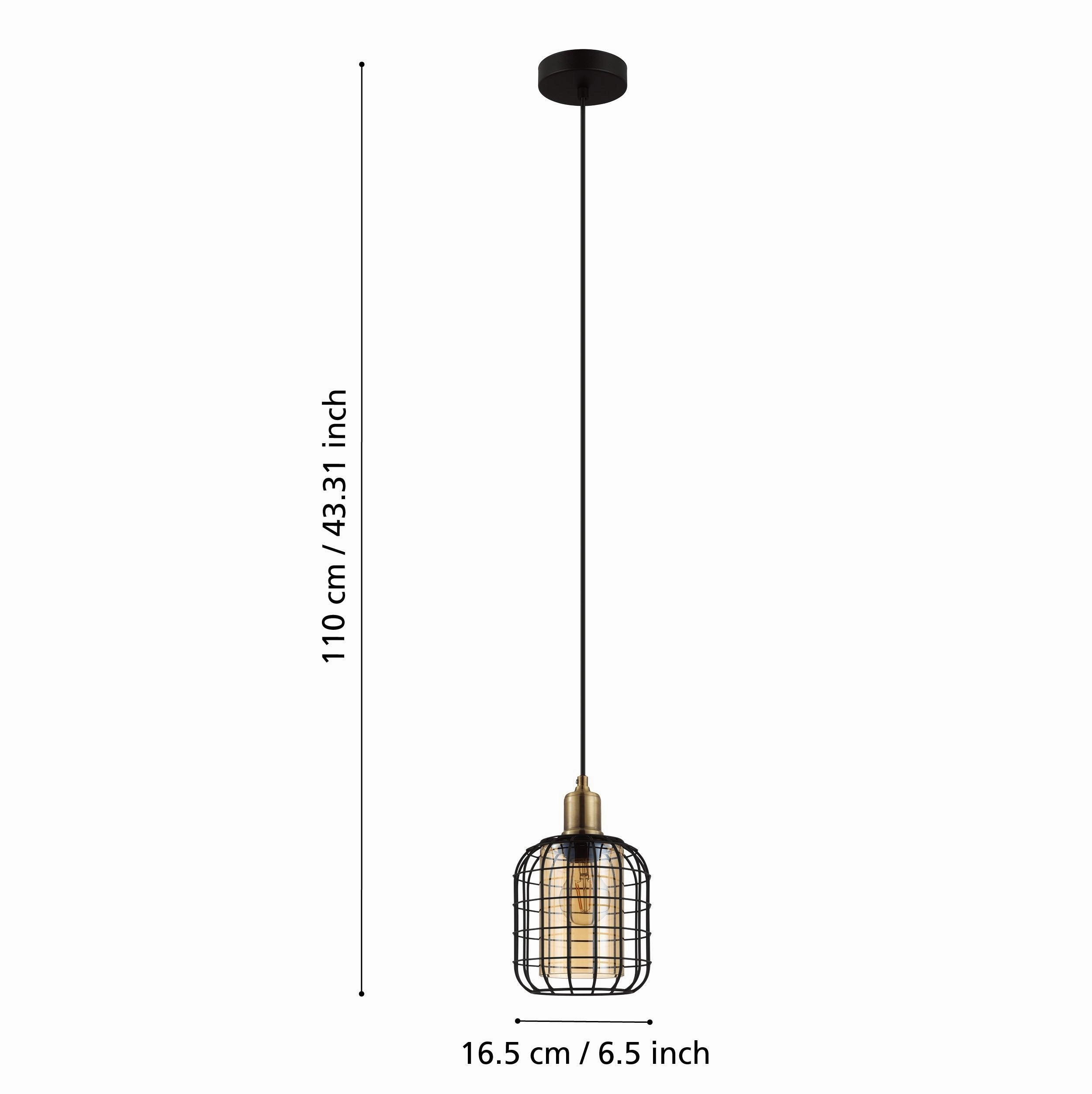 Eglo Chisle Black Wire & Amber Glass Shade Ceiling Pendant