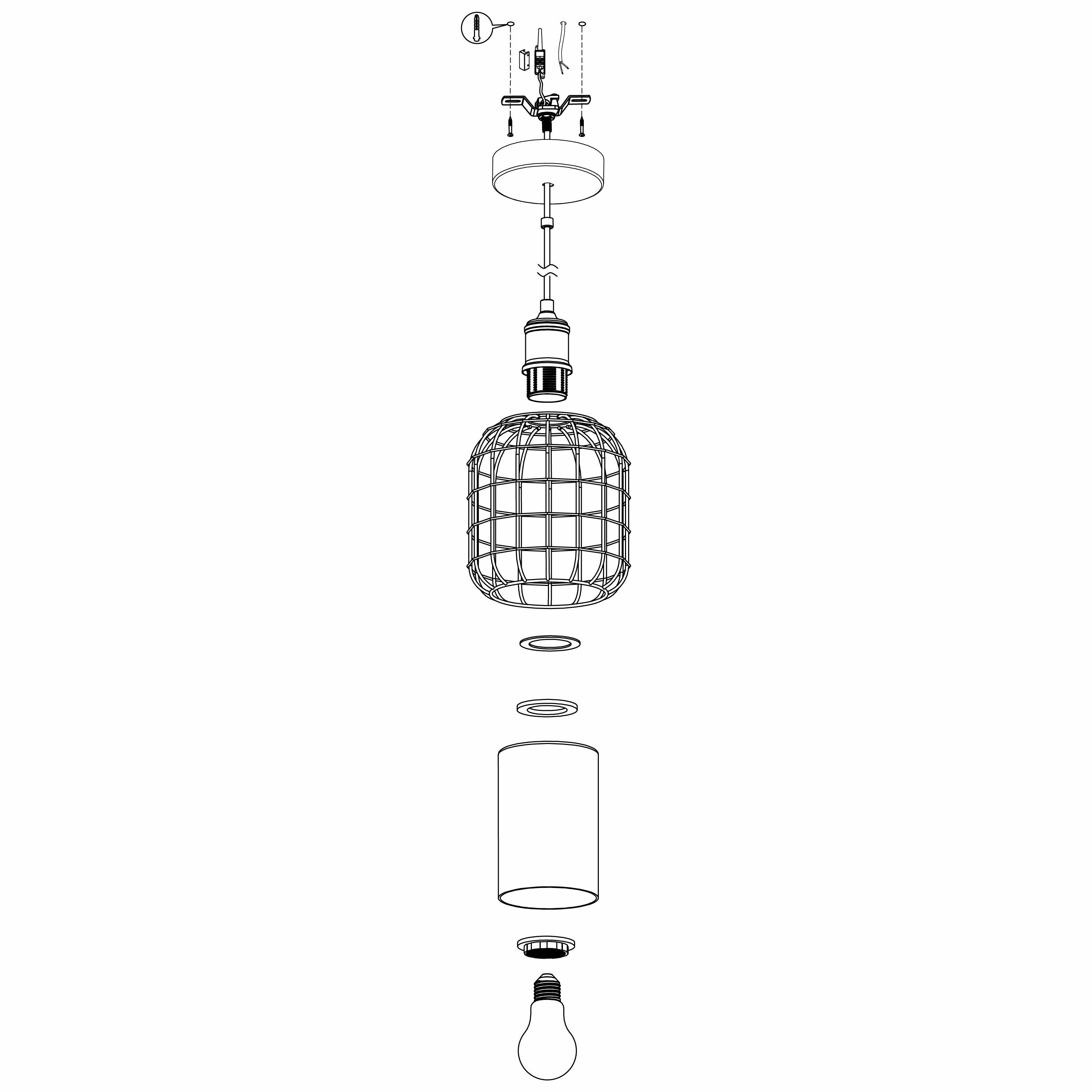Eglo Chisle Black Wire & Amber Glass Shade Ceiling Pendant