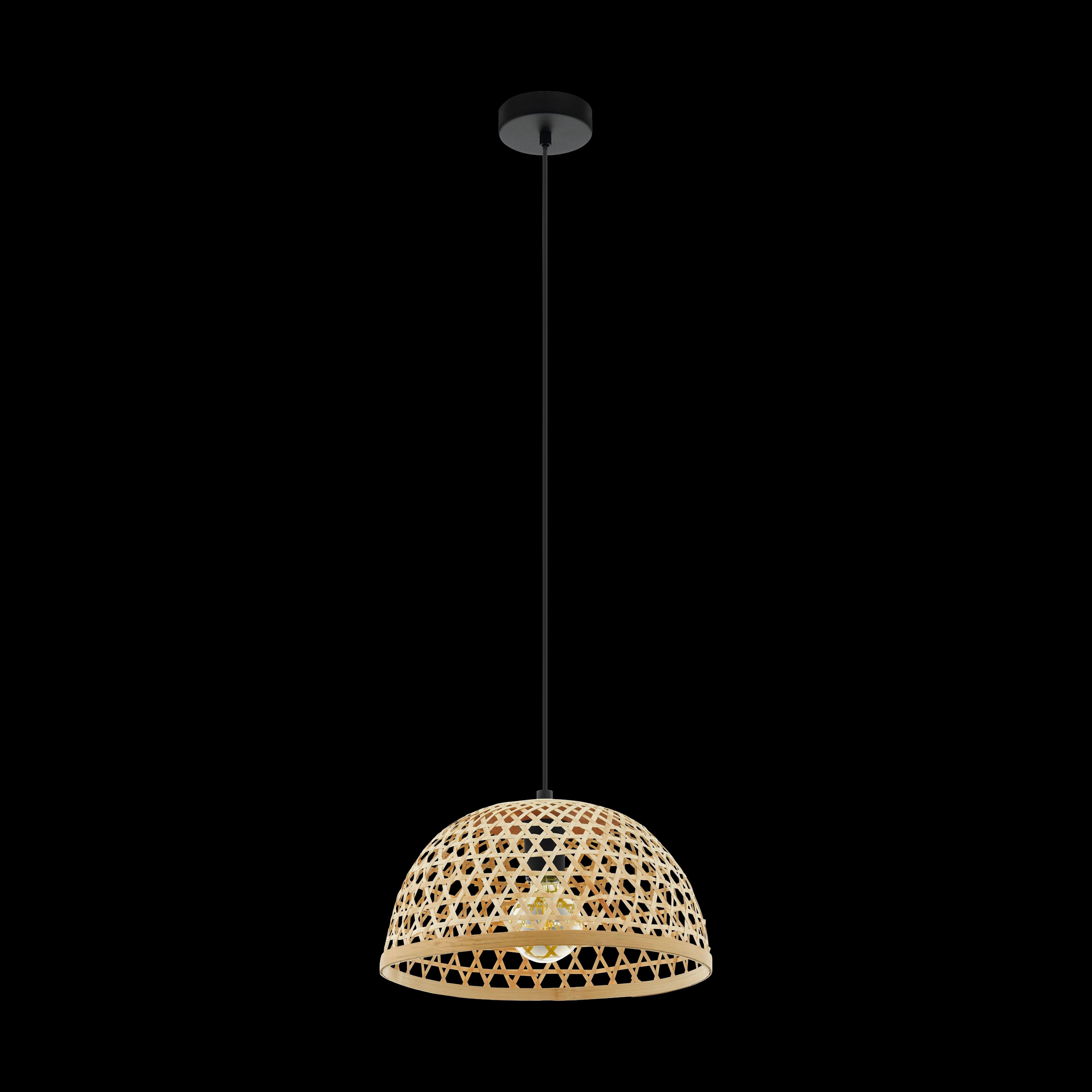 Eglo Claverdon Round Rattan Wicker Ceiling Pendant - 37cm