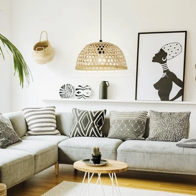 Eglo Claverdon Round Rattan Wicker Ceiling Pendant - 37cm sleek LED ceiling lamp