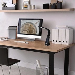 Eglo Cognoli Black LED Desk Lamp - Time & Date energy-saving LED light