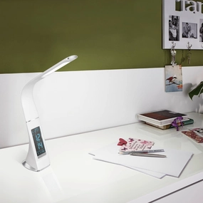 Eglo Cognoli White LED Desk Lamp - Time & Date energy-saving LED light