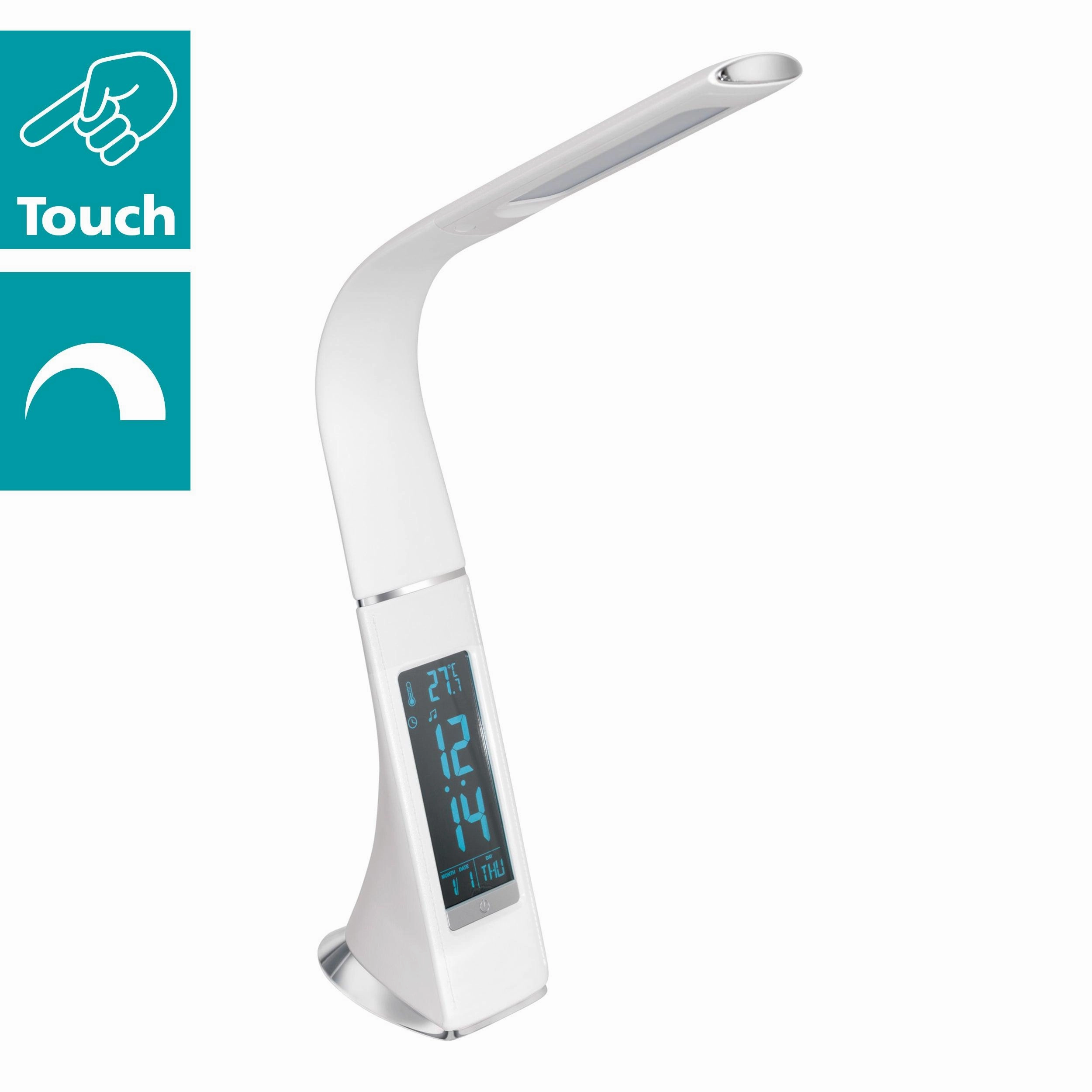 Eglo Cognoli White LED Desk Lamp - Time & Date