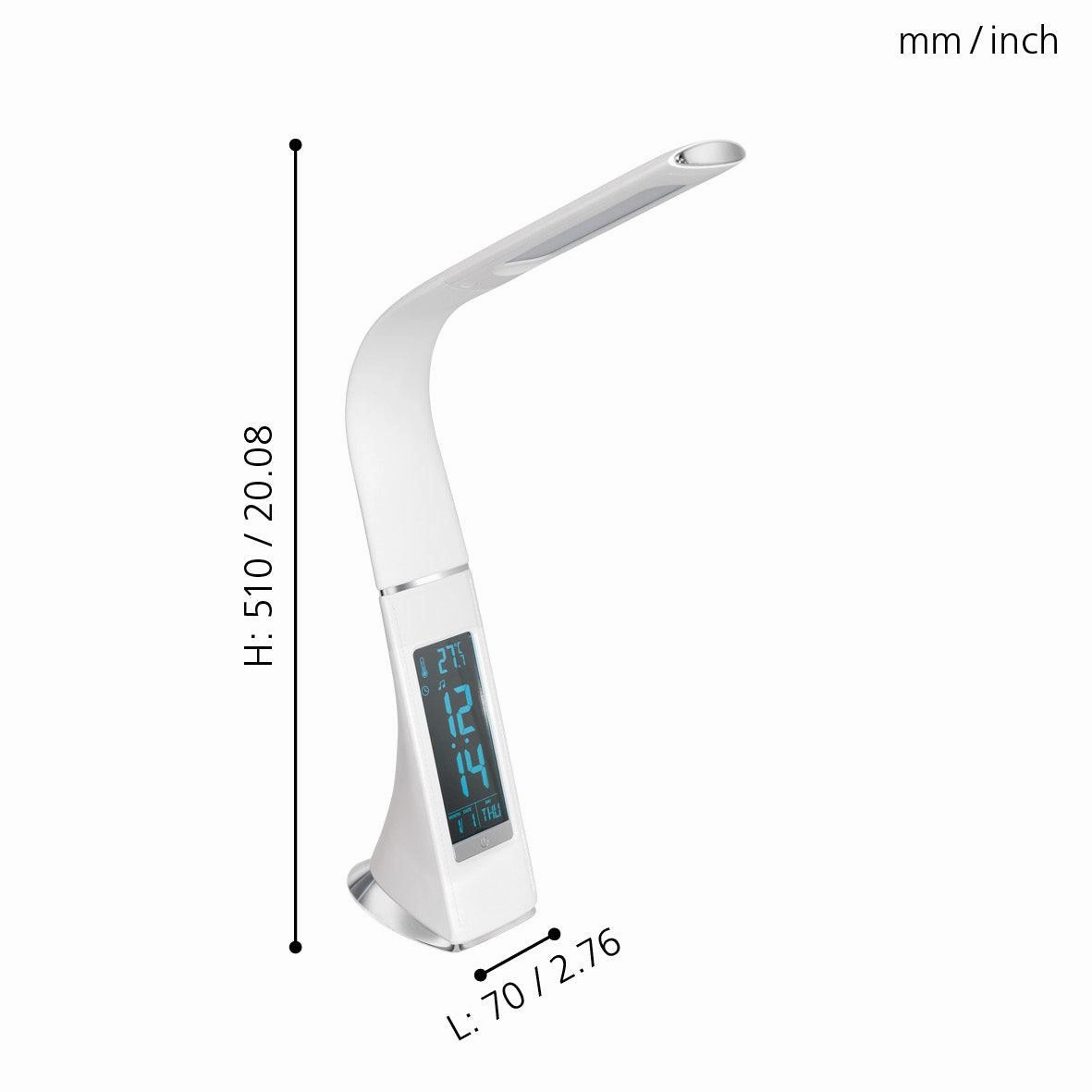 Eglo Cognoli White LED Desk Lamp - Time & Date