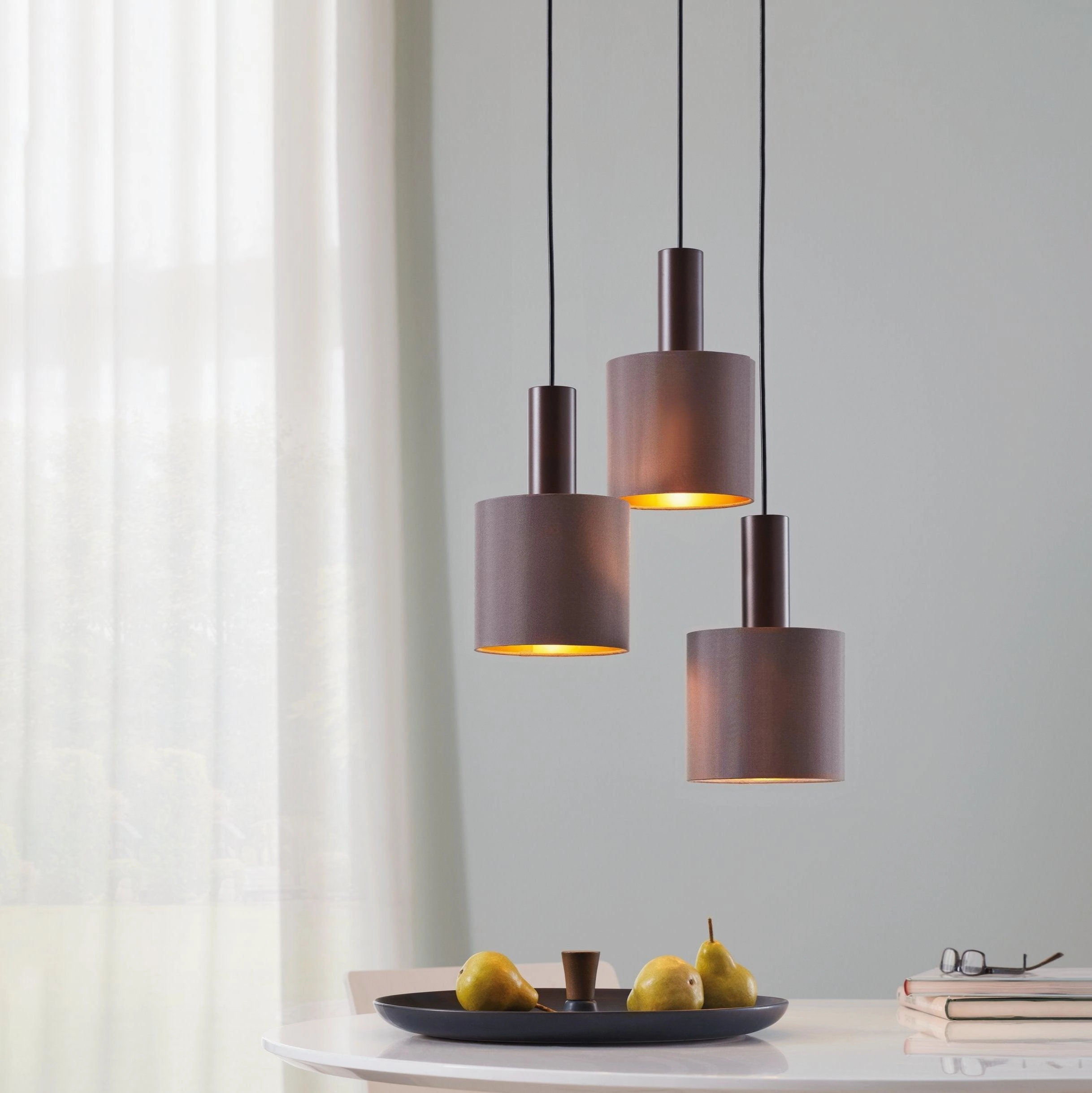 Eglo Concessa 1 Brown & Gold 3 Light Round Fabric Pendant