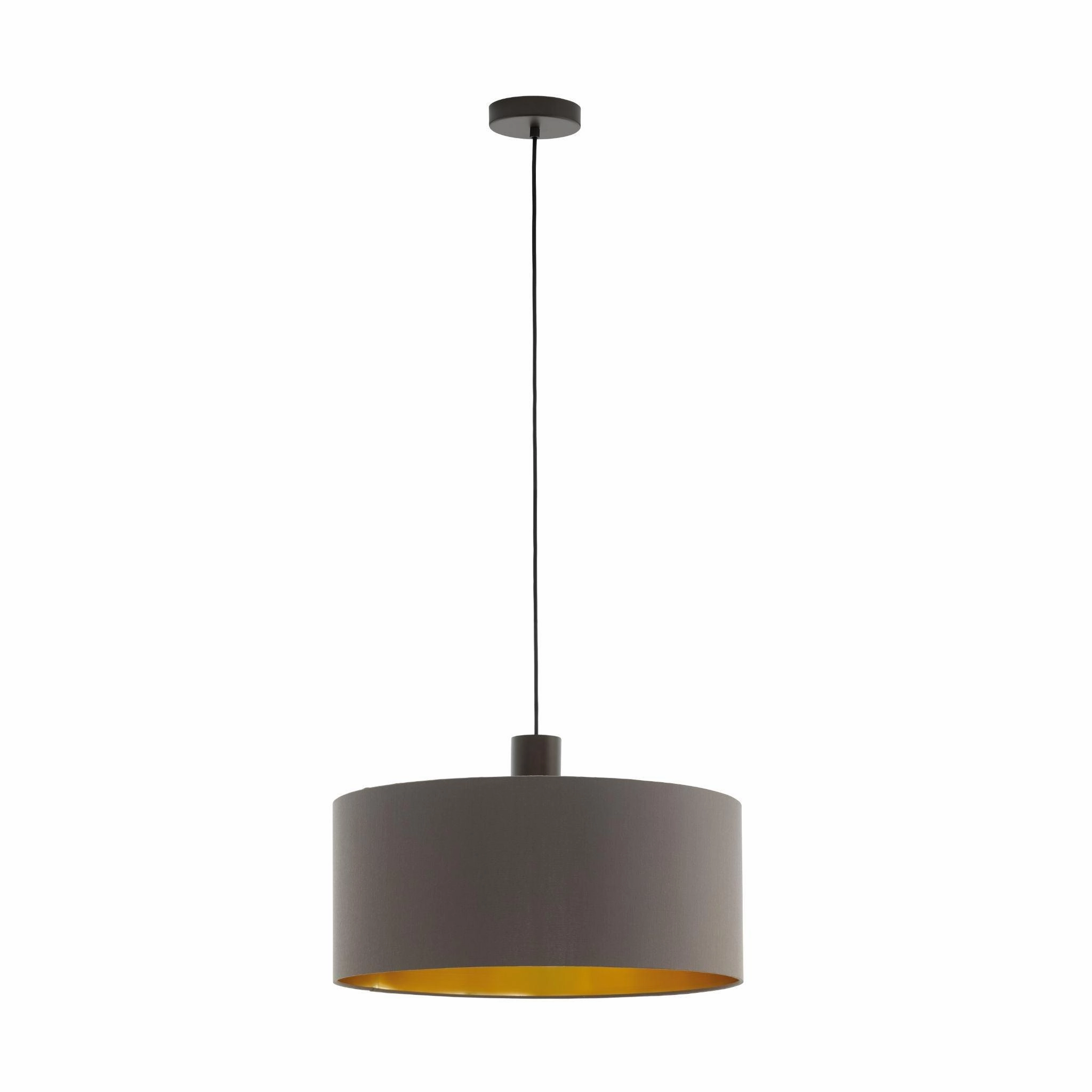 Eglo Concessa 1 Brown & Gold Round Fabric Ceiling Pendant - 53cm