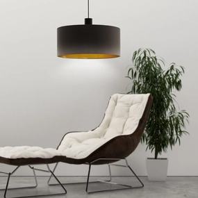 Eglo Concessa 1 Brown & Gold Round Fabric Ceiling Pendant - 53cm sleek LED ceiling lamp