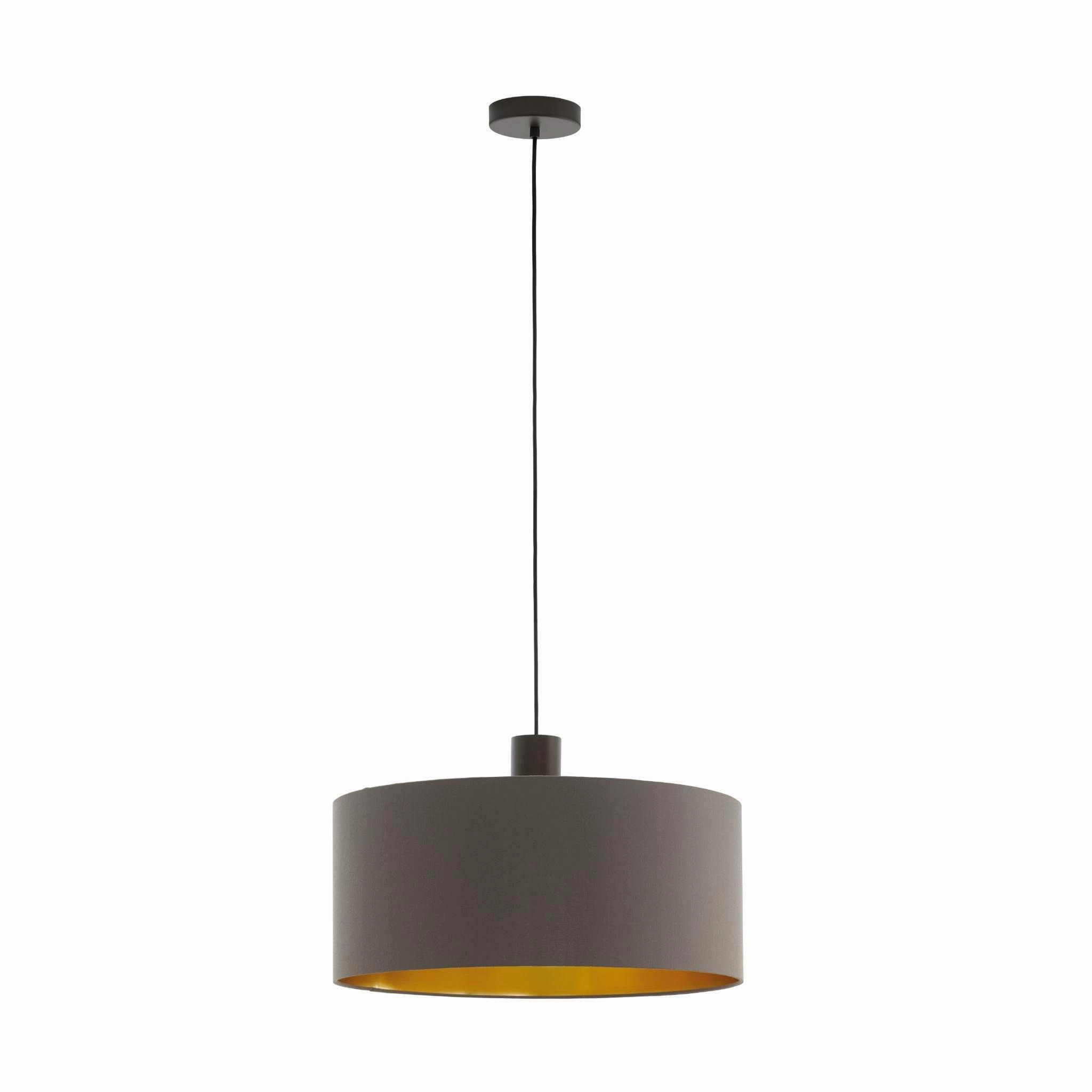 Eglo Concessa 1 Brown & Gold Round Fabric Pendant - 38cm