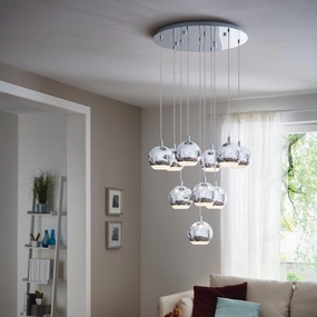 Eglo Conessa Chrome & Crystal Effect 10 Light Bar Ceiling Pendant sleek LED ceiling lamp