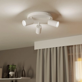 Eglo Connect Telimbela-Z Smart 3 Light White Plate Spotlight tall arc lamp for living room