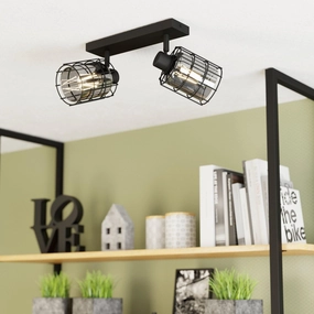 Eglo Consaca Black Wire & Smoked Glass 2 Light Bar Spotlight tall arc lamp for living room