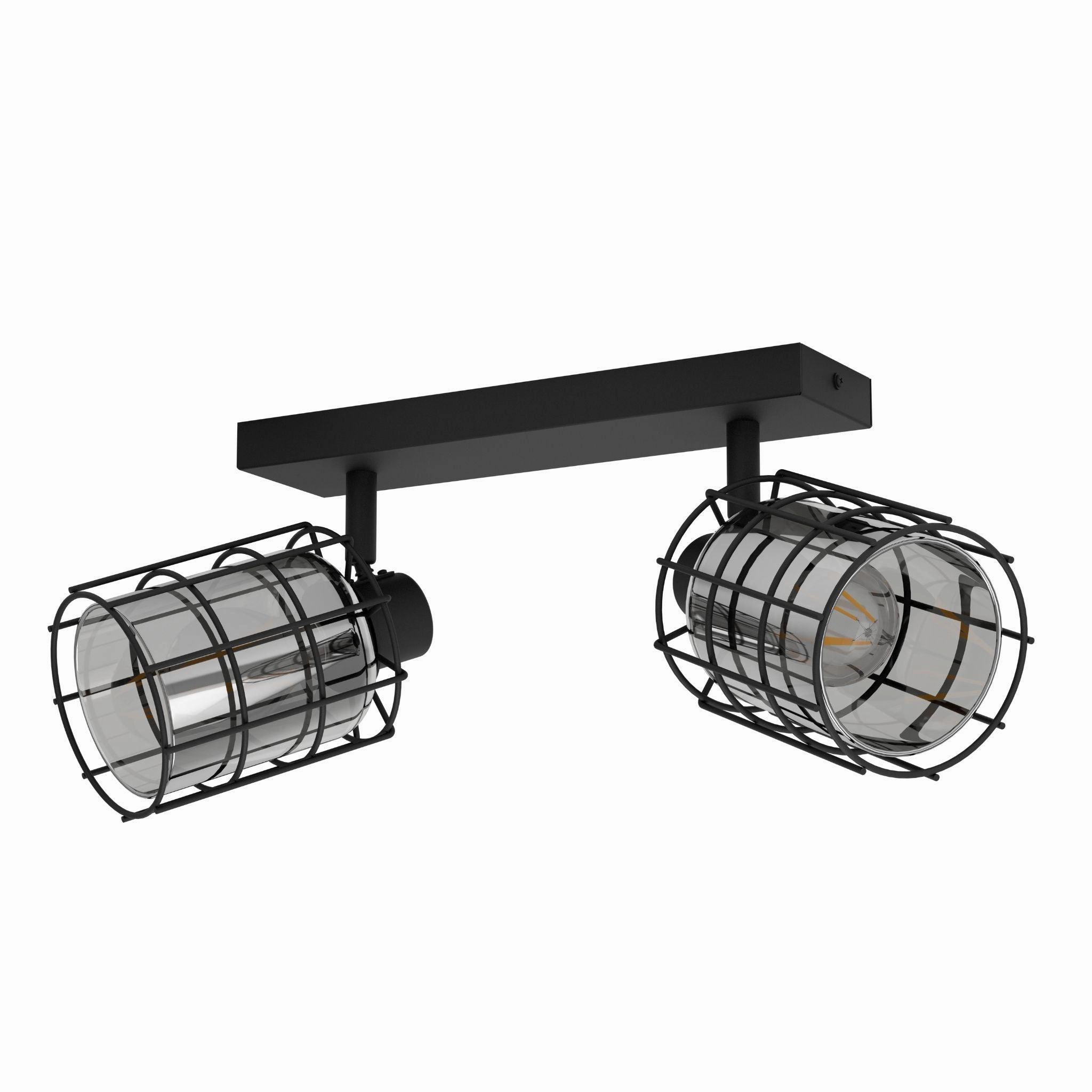 Eglo Consaca Black Wire & Smoked Glass 2 Light Bar Spotlight
