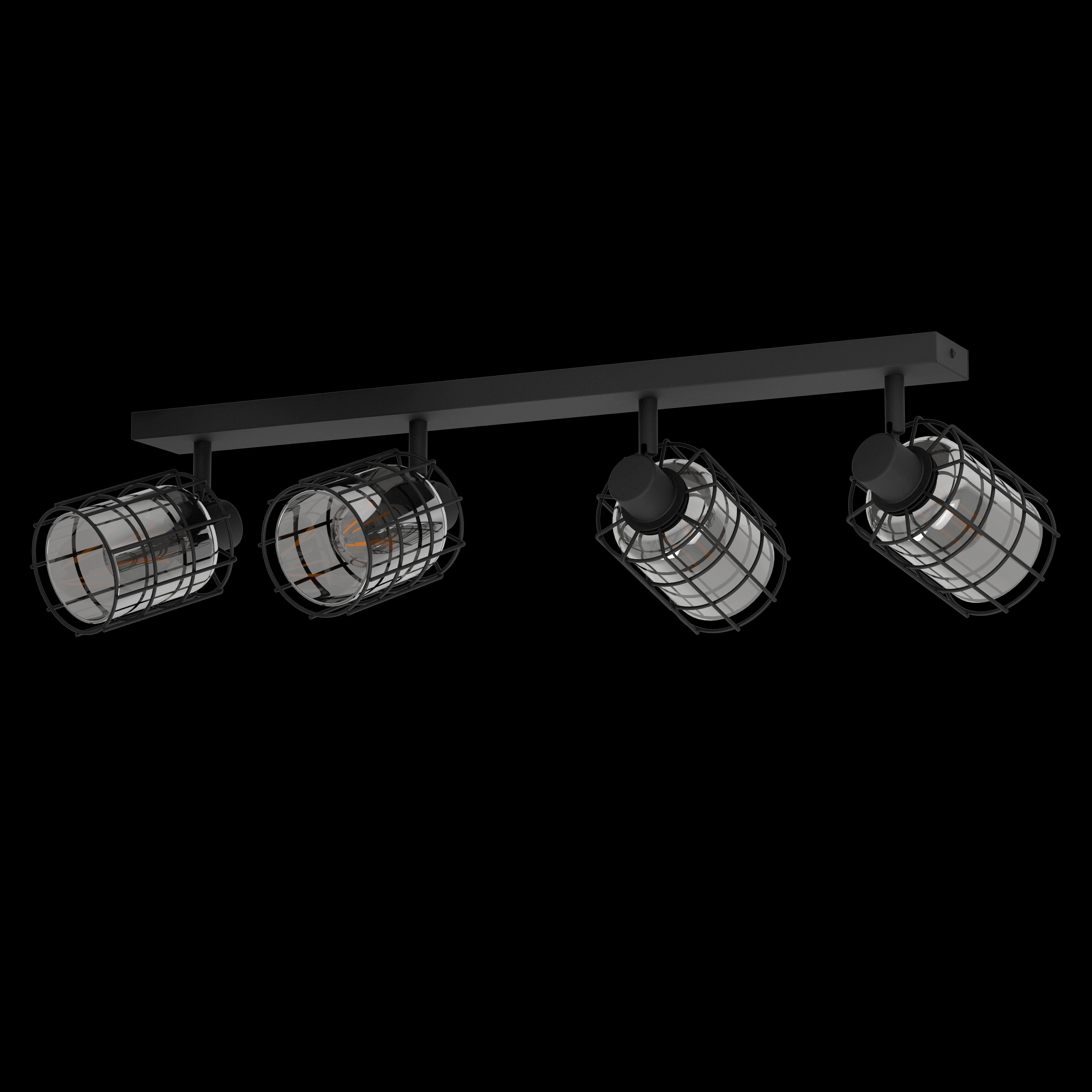 Eglo Consaca Black Wire & Smoked Glass 4 Light Bar Spotlight