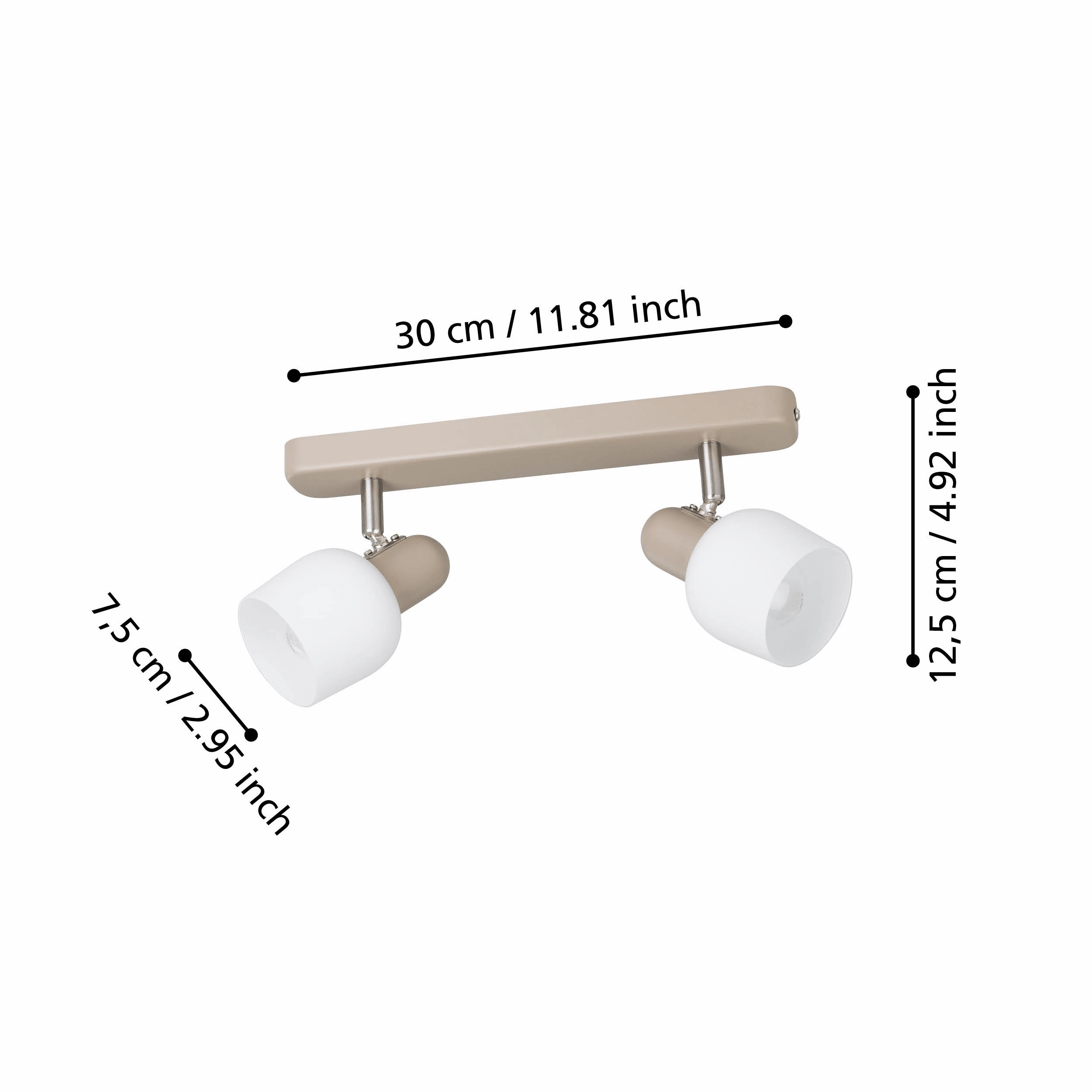 Eglo Corato Sand & White Glass 2 Light Bar Spotlight