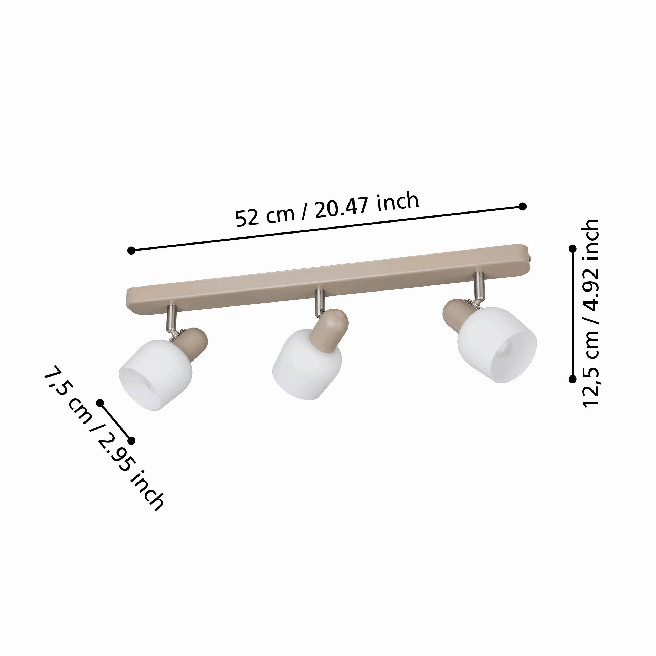 Eglo Corato Sand & White Glass 3 Light Bar Spotlight