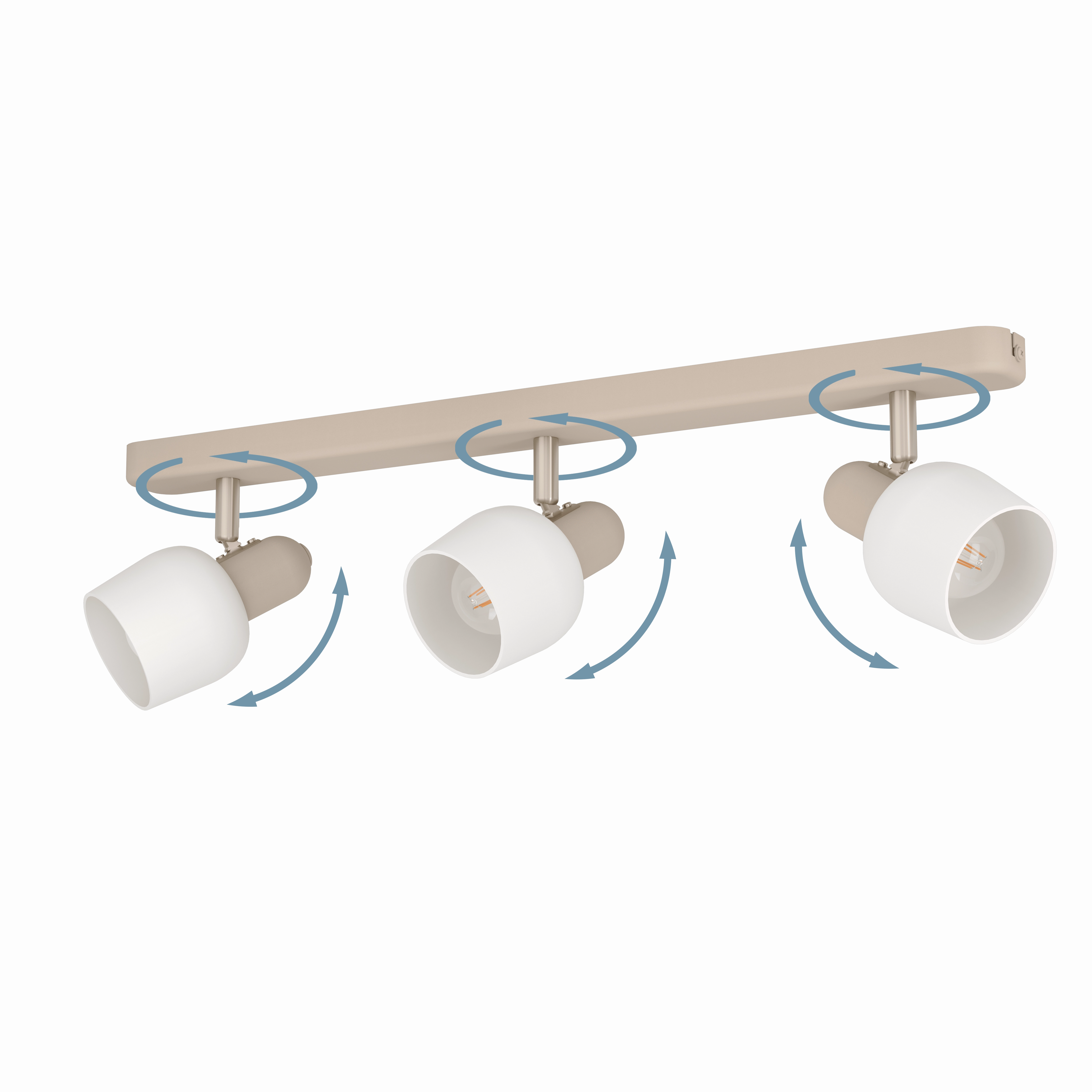 Eglo Corato Sand & White Glass 3 Light Bar Spotlight