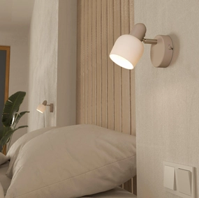 Eglo Corato Sand & White Glass Wall Spotlight tall arc lamp for living room