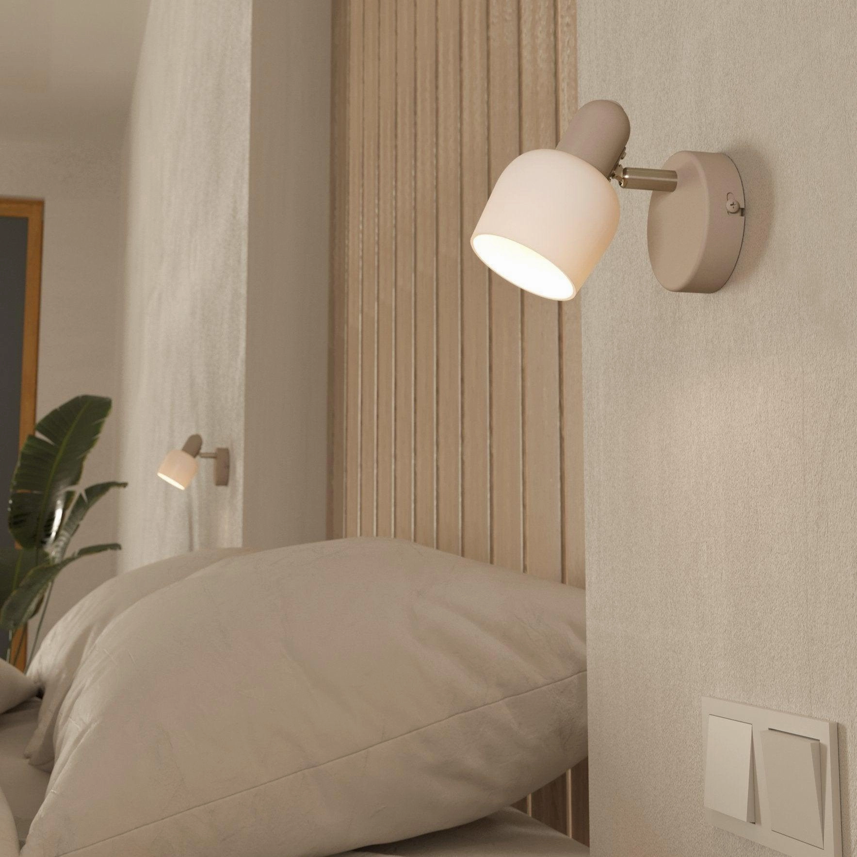Eglo Corato Sand & White Glass Wall Spotlight tall arc lamp for living room