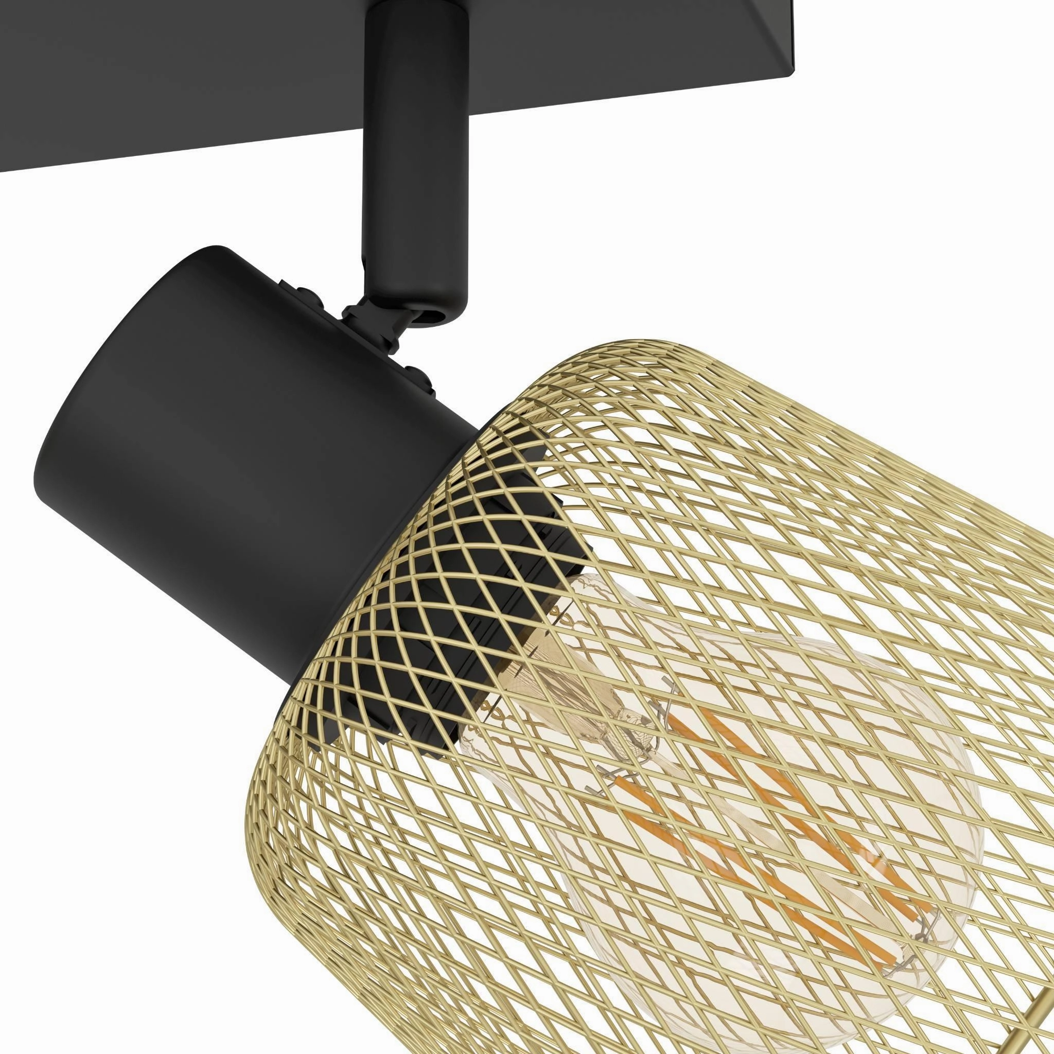Eglo Coslada Brass Mess & Black 2 Light Bar Spotlight
