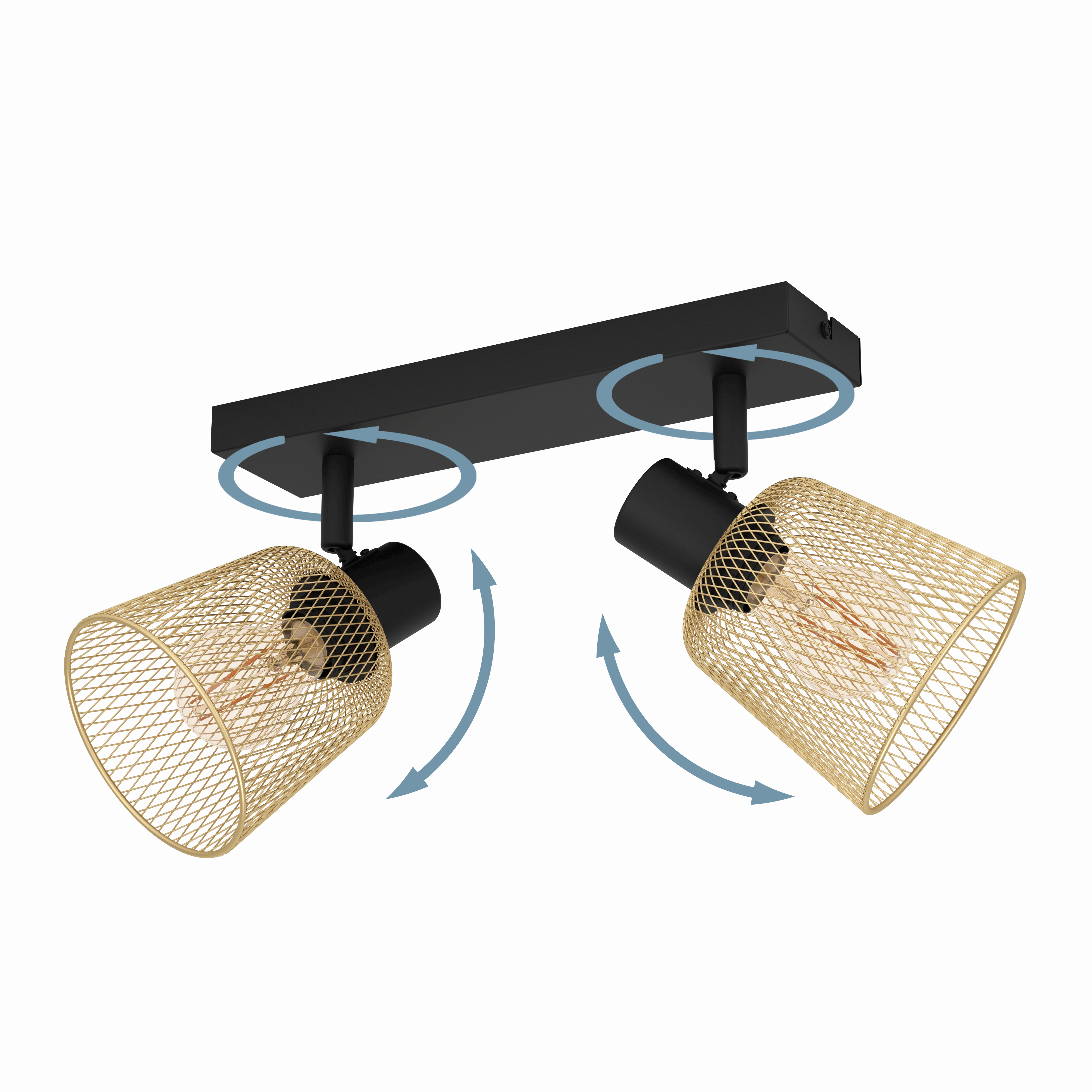 Eglo Coslada Brass Mess & Black 2 Light Bar Spotlight