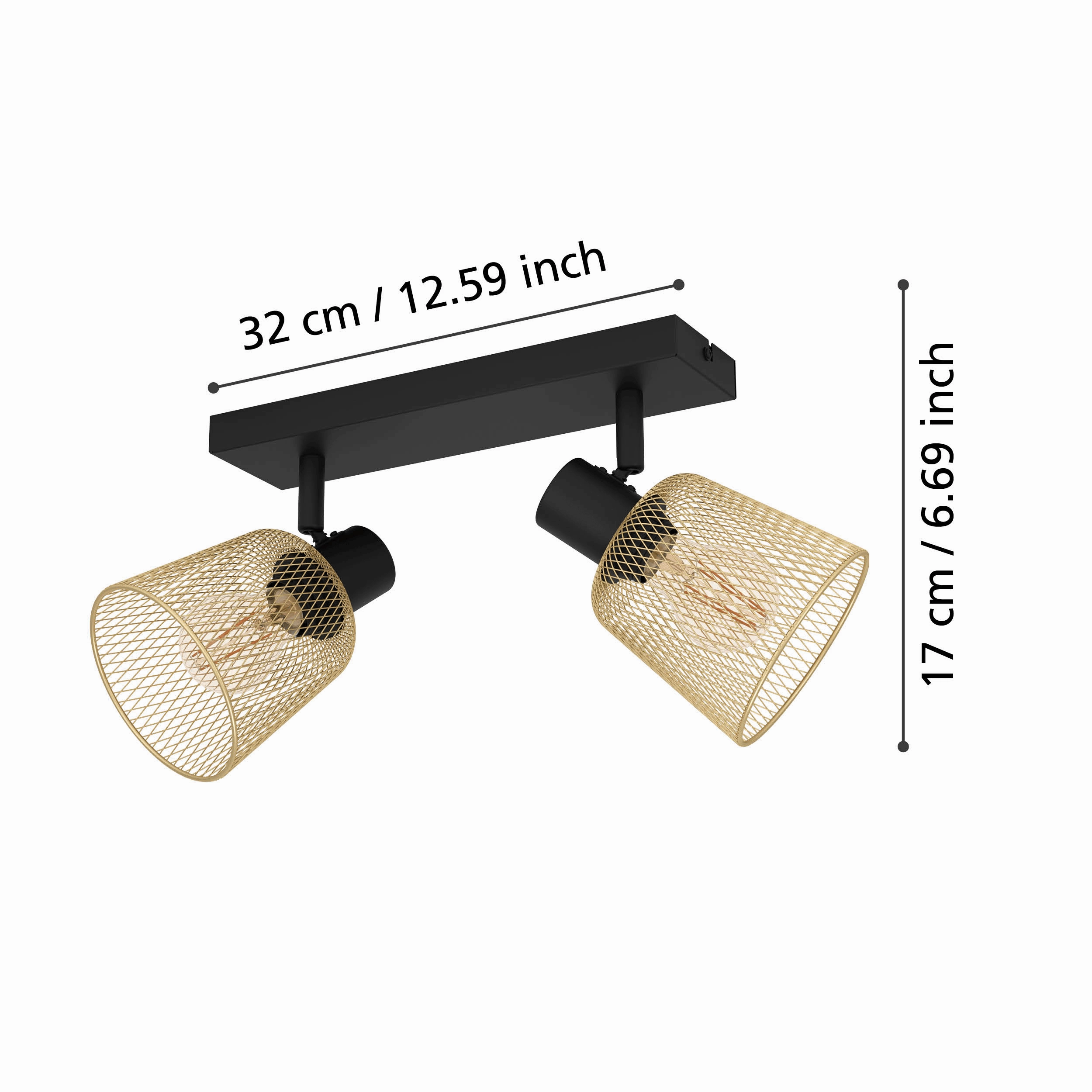 Eglo Coslada Brass Mess & Black 2 Light Bar Spotlight