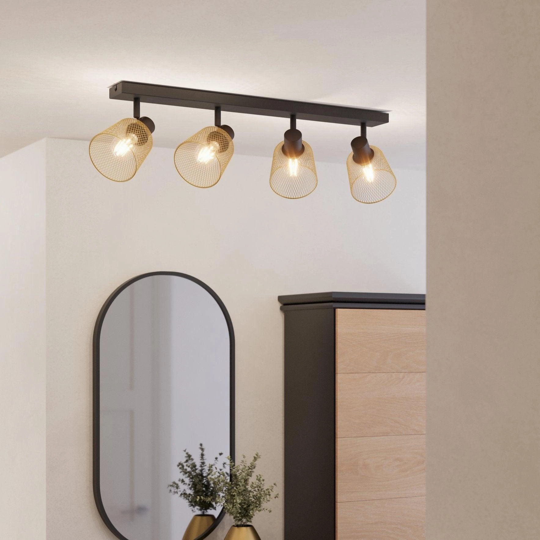 Eglo Coslada Brass Mess & Black 4 Light Bar Spotlight tall arc lamp for living room