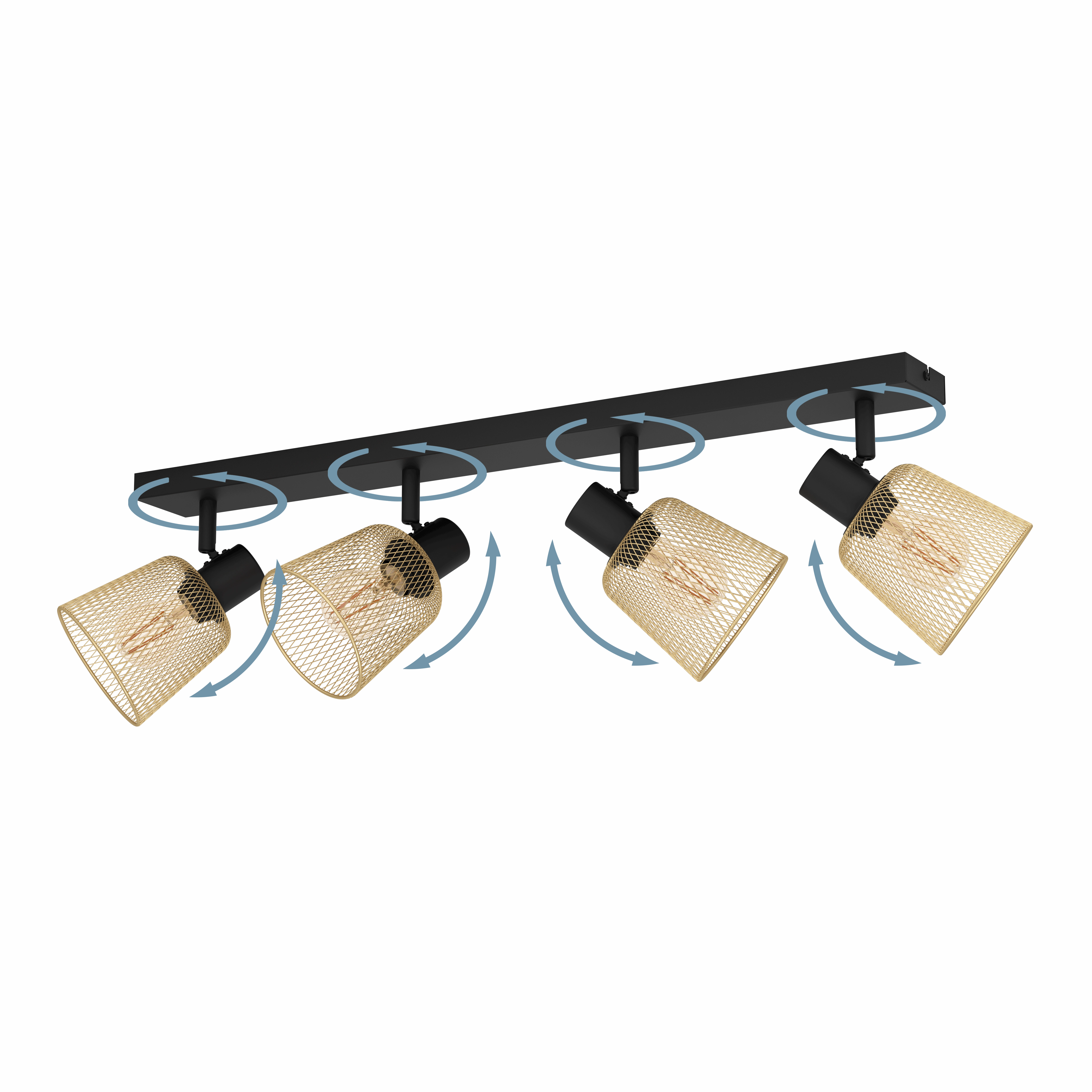 Eglo Coslada Brass Mess & Black 4 Light Bar Spotlight