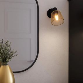Eglo Coslada Brass Mess & Black Wall Spotlight tall arc lamp for living room