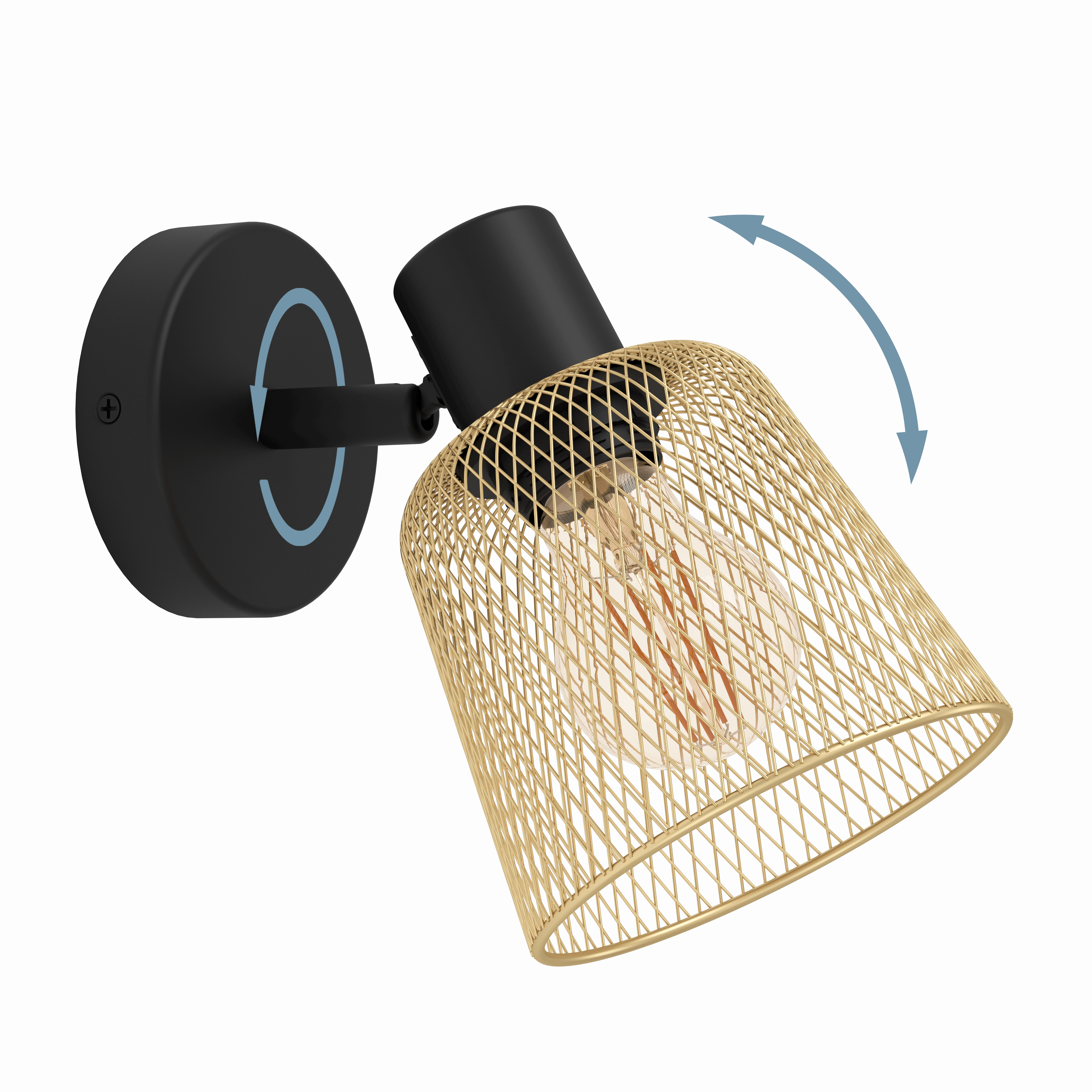 Eglo Coslada Brass Mess & Black Wall Spotlight