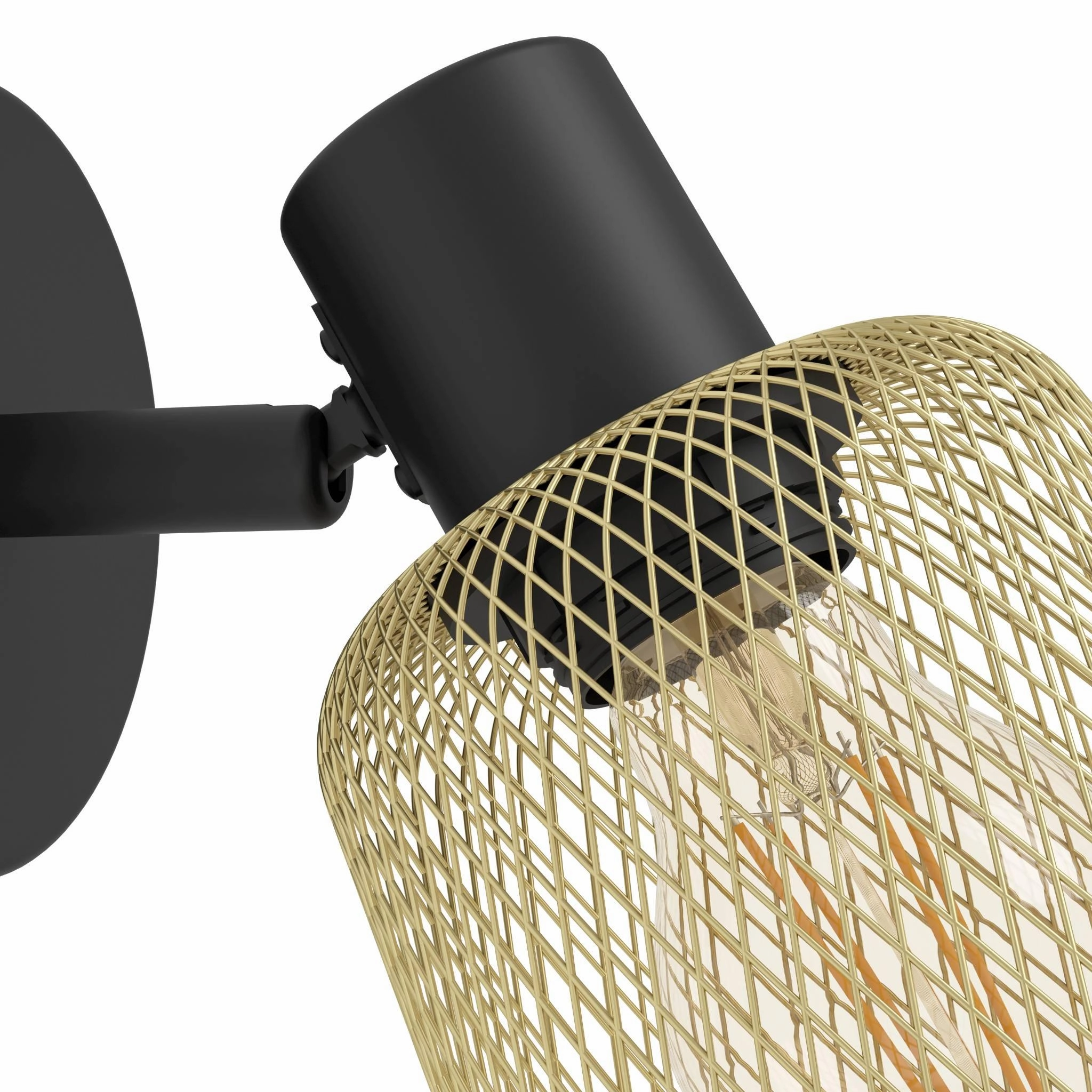 Eglo Coslada Brass Mess & Black Wall Spotlight