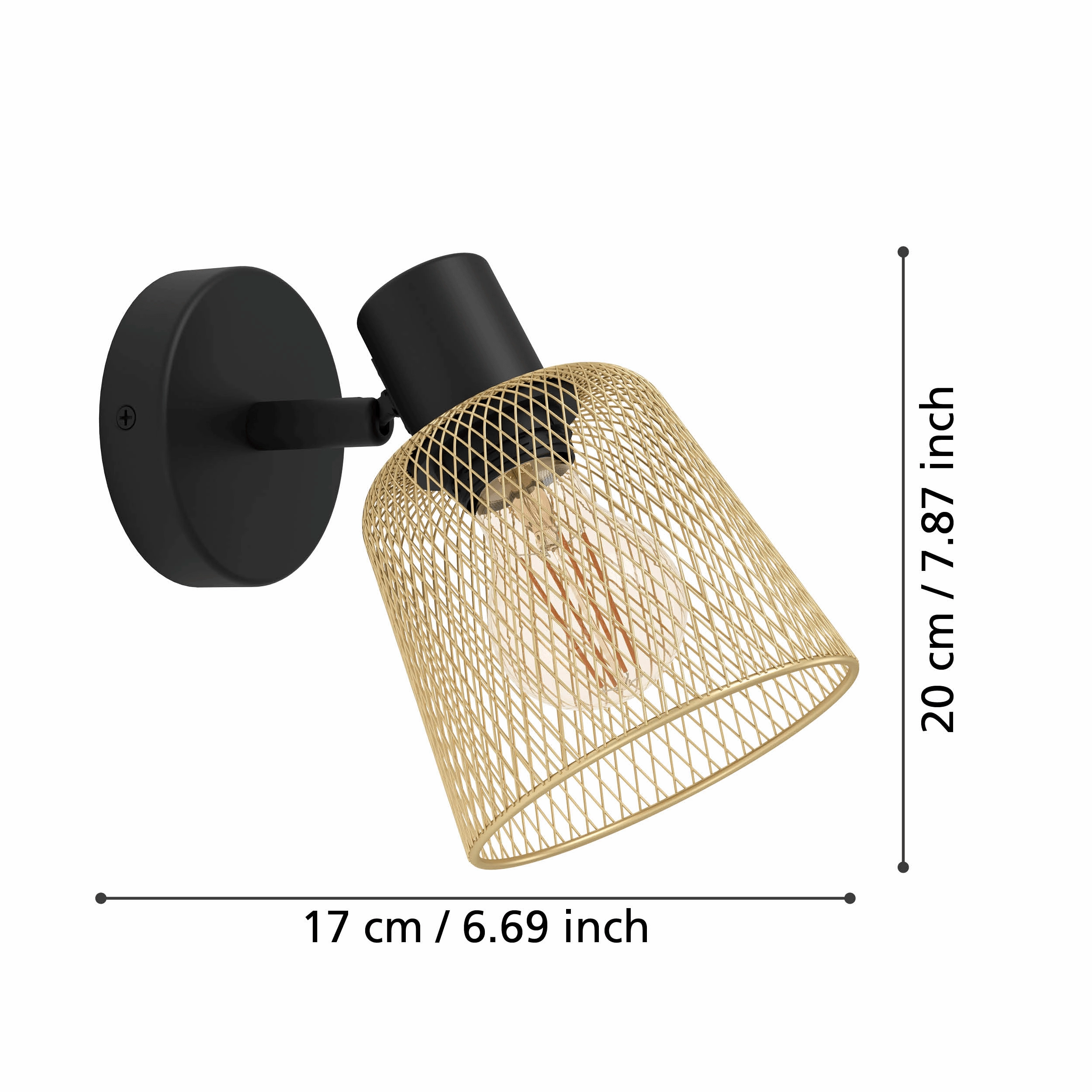 Eglo Coslada Brass Mess & Black Wall Spotlight