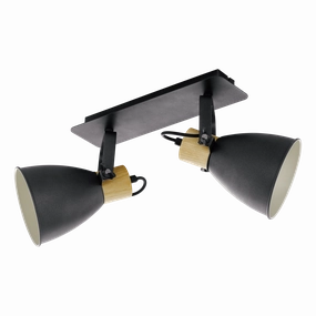 Eglo Coswarth Grey & Wood 2 Light Bar Spotlight tall arc lamp for living room