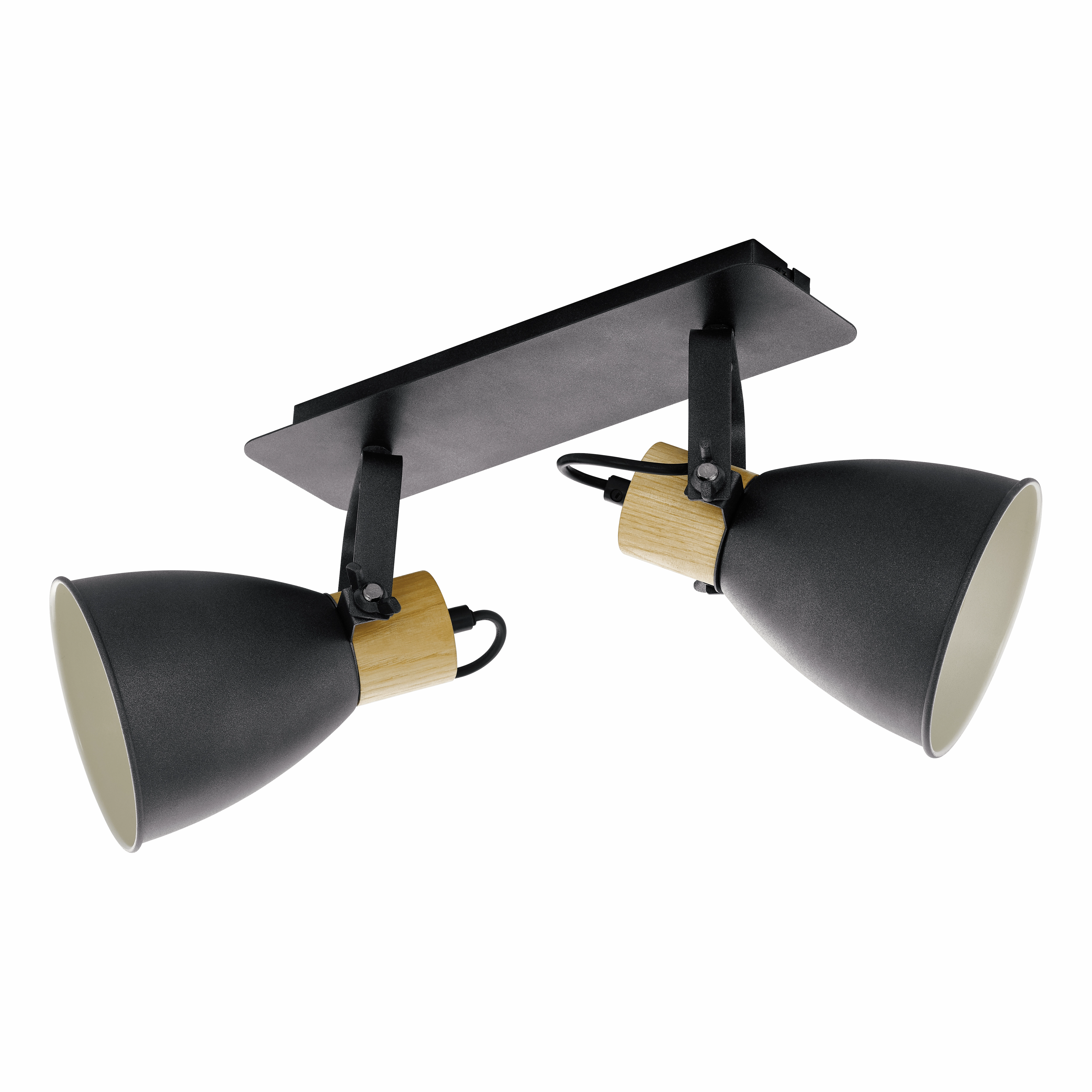 Eglo Coswarth Grey & Wood 2 Light Bar Spotlight tall arc lamp for living room