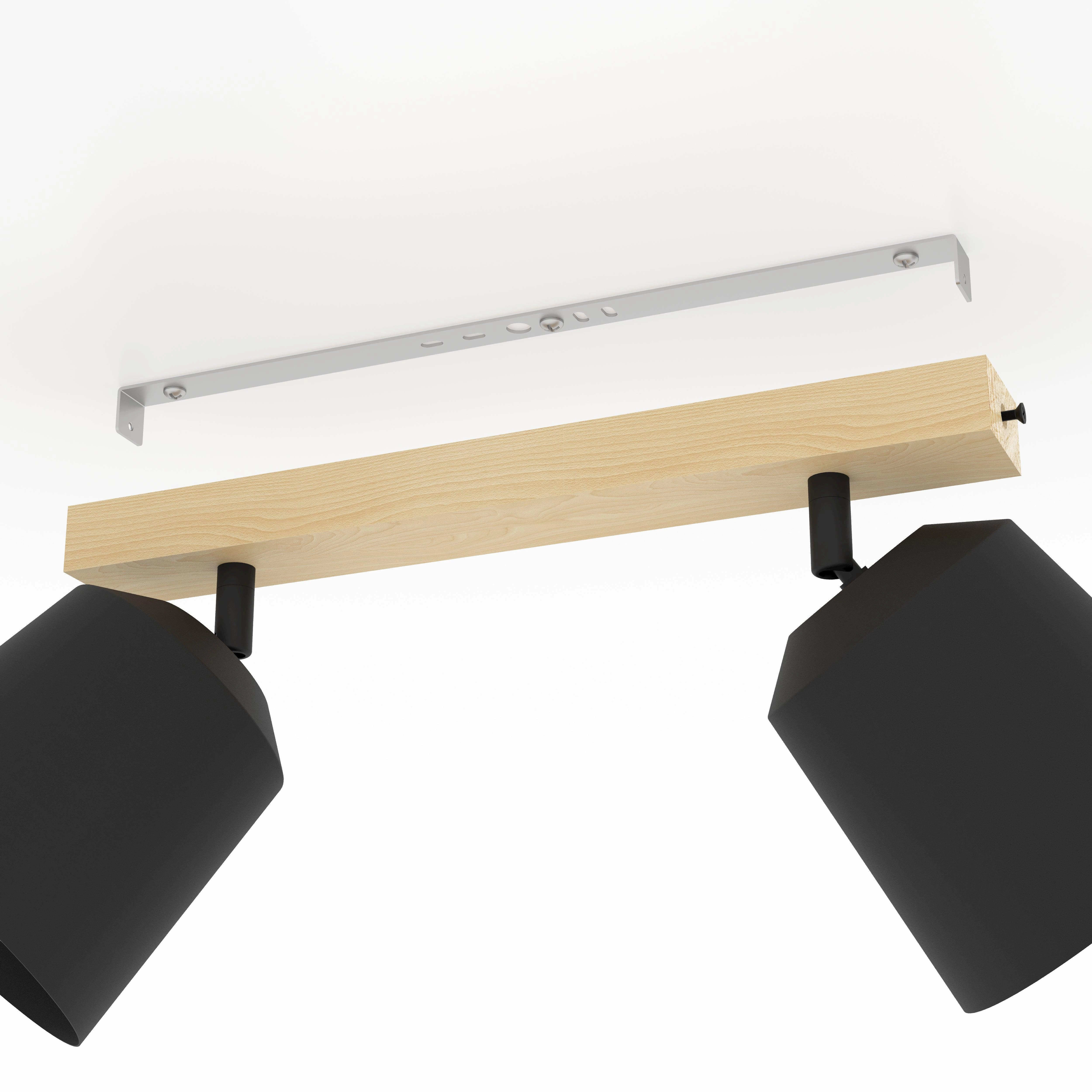 Eglo Cotorro 2 Light Wood & Black Bar Spotlight