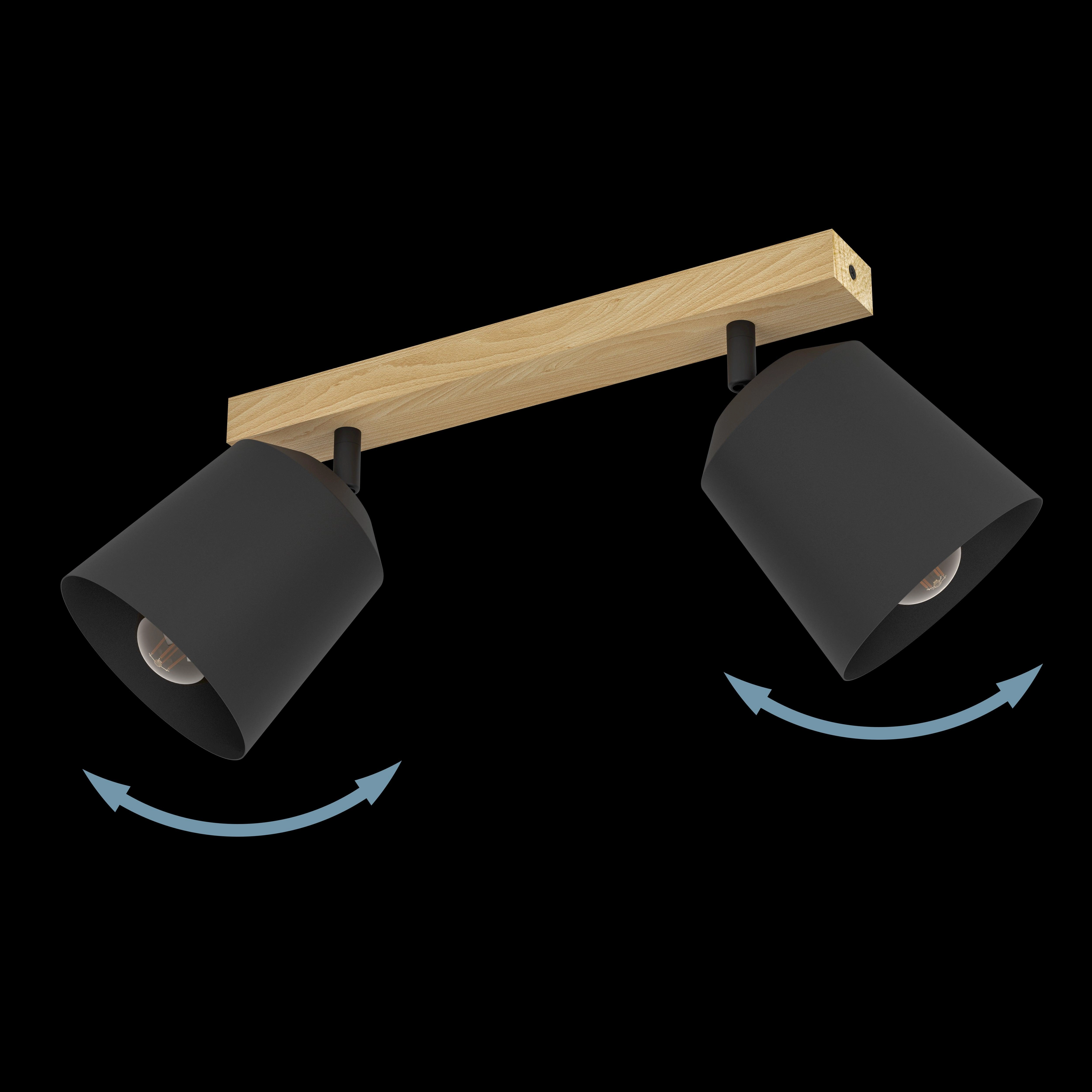 Eglo Cotorro 2 Light Wood & Black Bar Spotlight