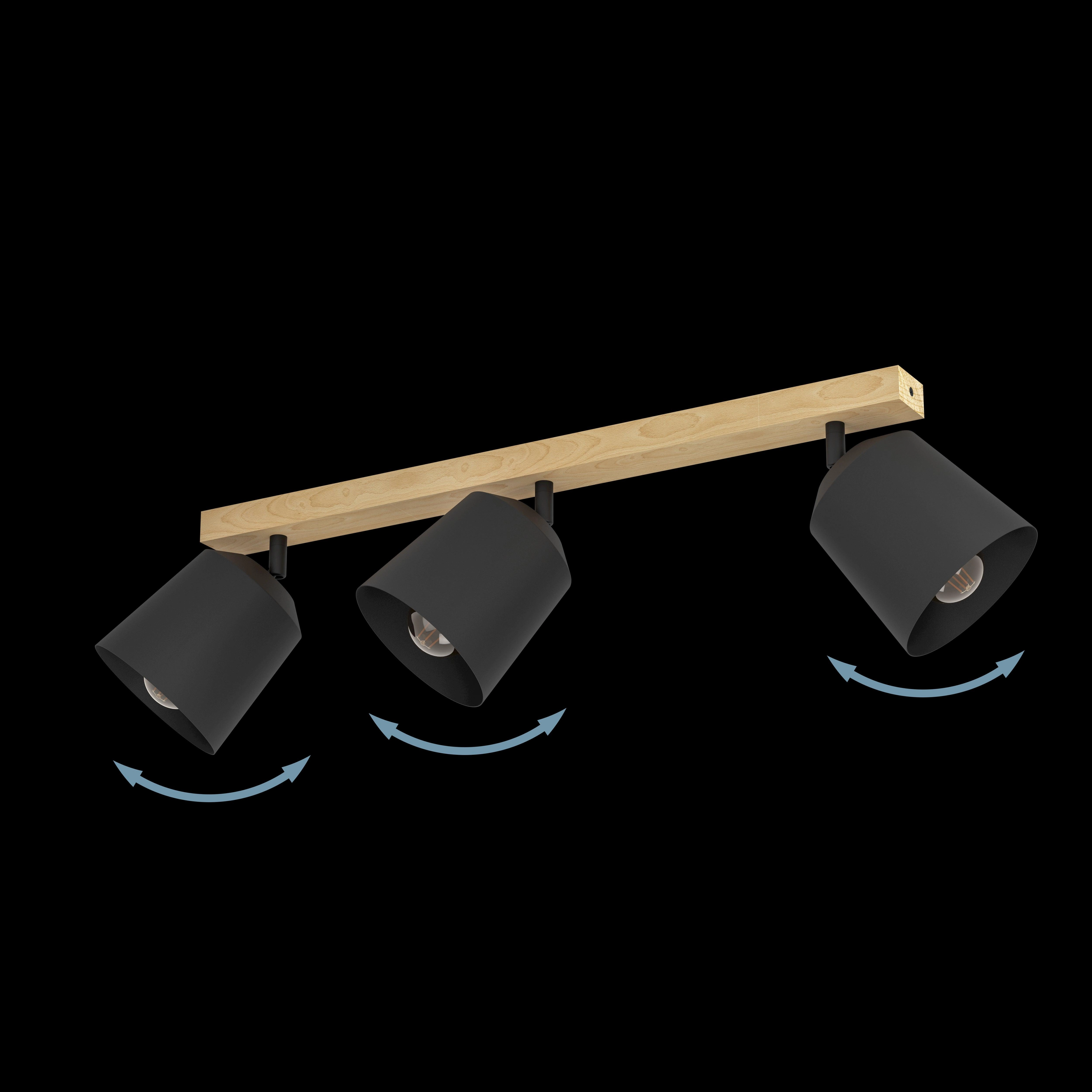 Eglo Cotorro 3 Light Wood & Black Bar Spotlight