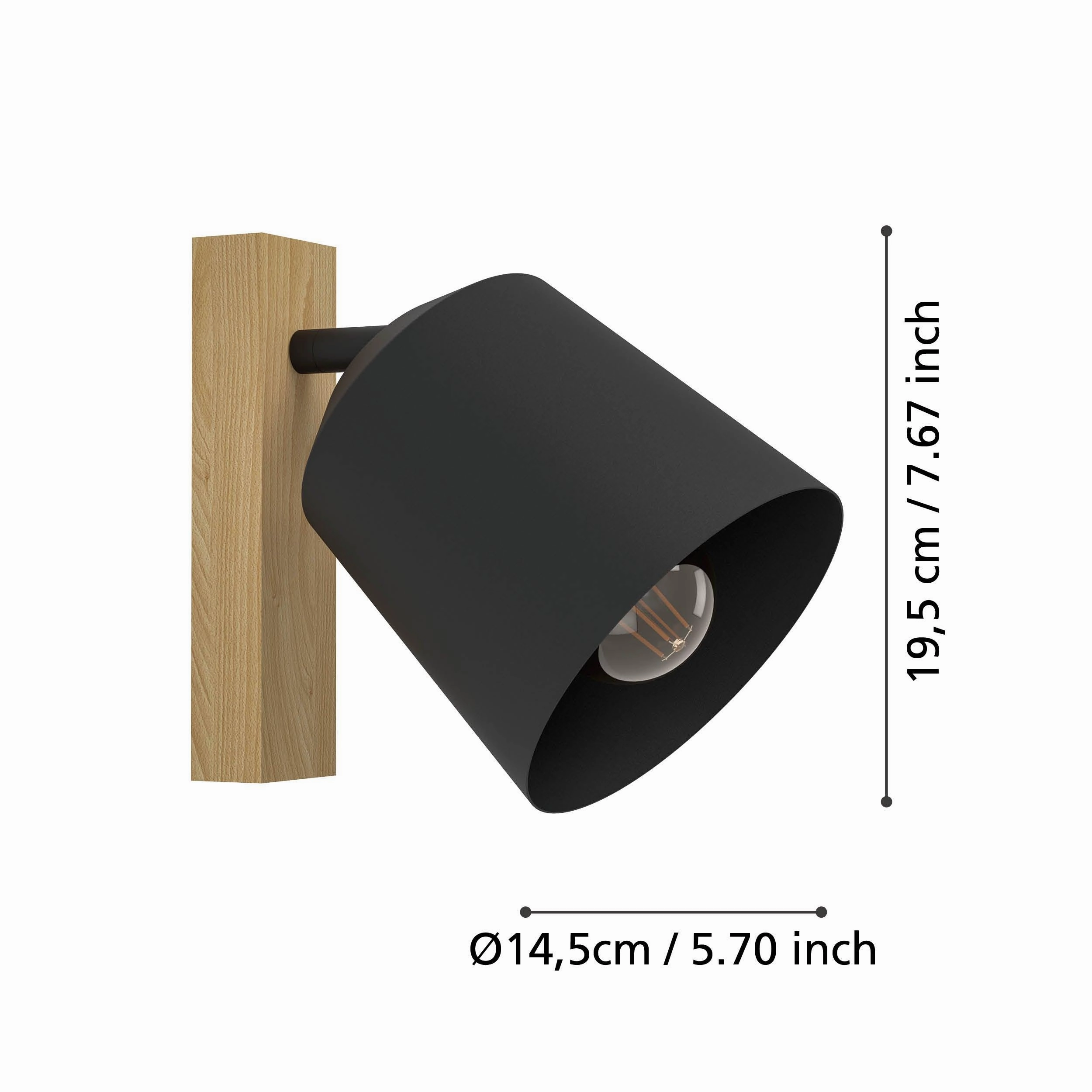 Eglo Cotorro Wood & Black Wall Spotlight