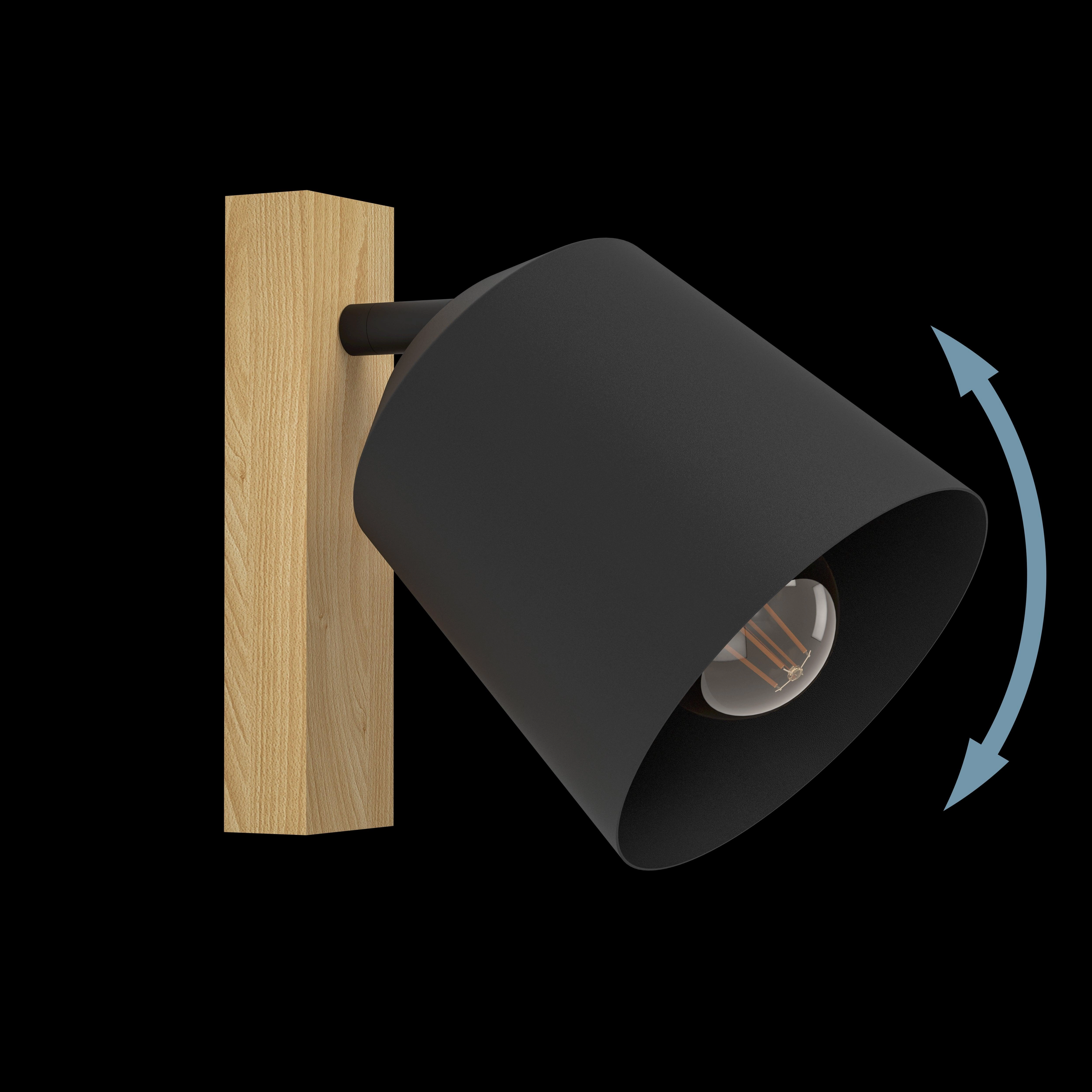 Eglo Cotorro Wood & Black Wall Spotlight