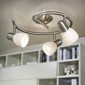 Eglo Dakar 1 Nickel & White Glass 3 Light Spotlight tall arc lamp for living room