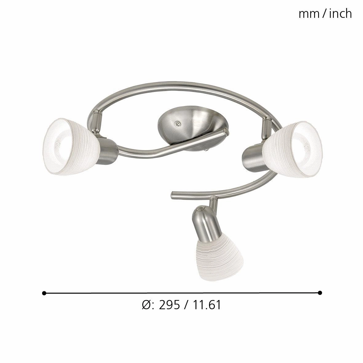 Eglo Dakar 1 Nickel & White Glass 3 Light Spotlight