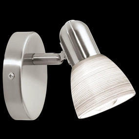Eglo Dakar 1 Nickel & White Glass Wall Spotlight tall arc lamp for living room