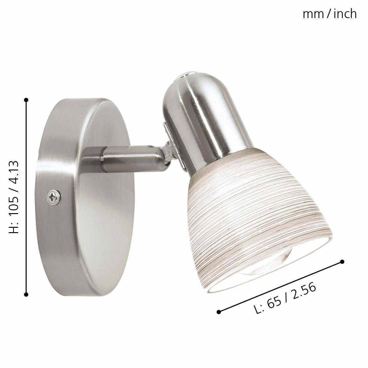 Eglo Dakar 1 Nickel & White Glass Wall Spotlight