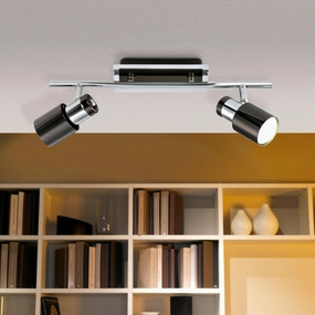 Eglo Davida 1 Black Nickel & Chrome 2 Light Bar Spotlight tall arc lamp for living room