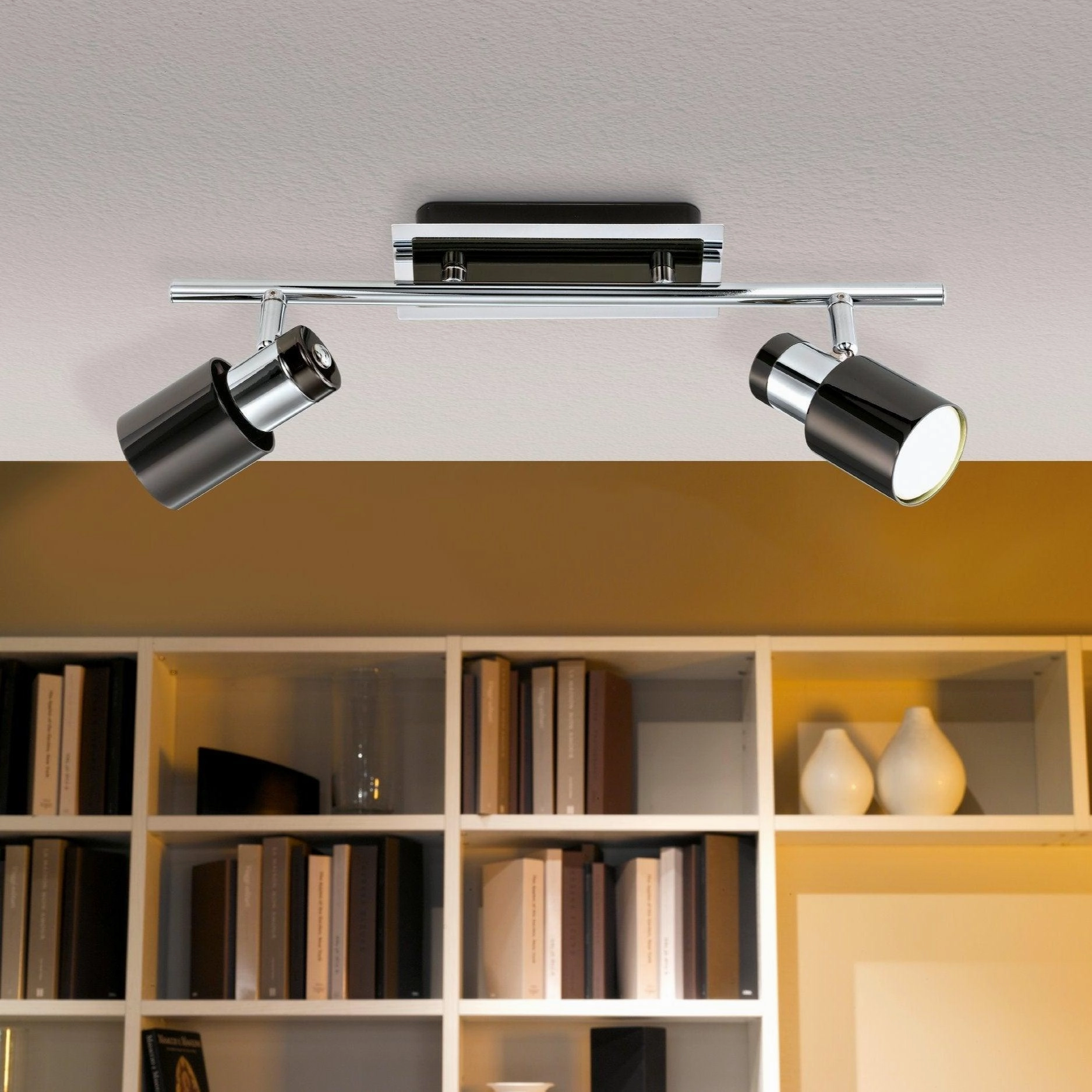 Eglo Davida 1 Black Nickel & Chrome 2 Light Bar Spotlight tall arc lamp for living room
