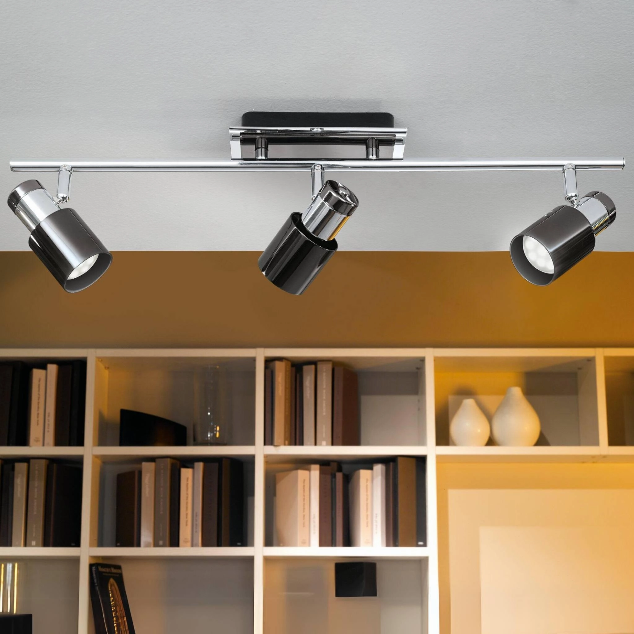 Eglo Davida 1 Black Nickel & Chrome 3 Light Bar Spotlight tall arc lamp for living room